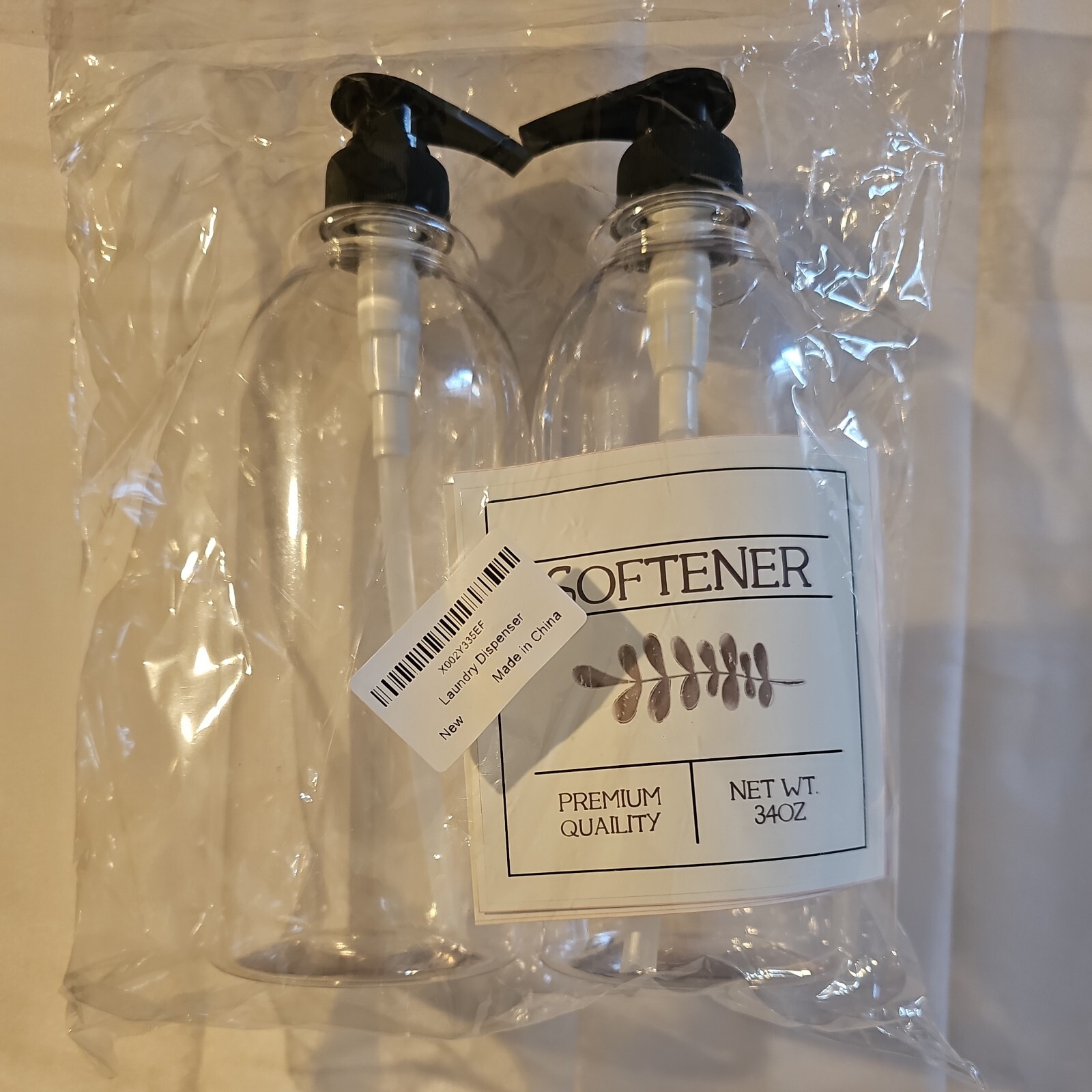 Laundry Detergent Clear Squirt Dispenser Bottle Black Pump 34 oz