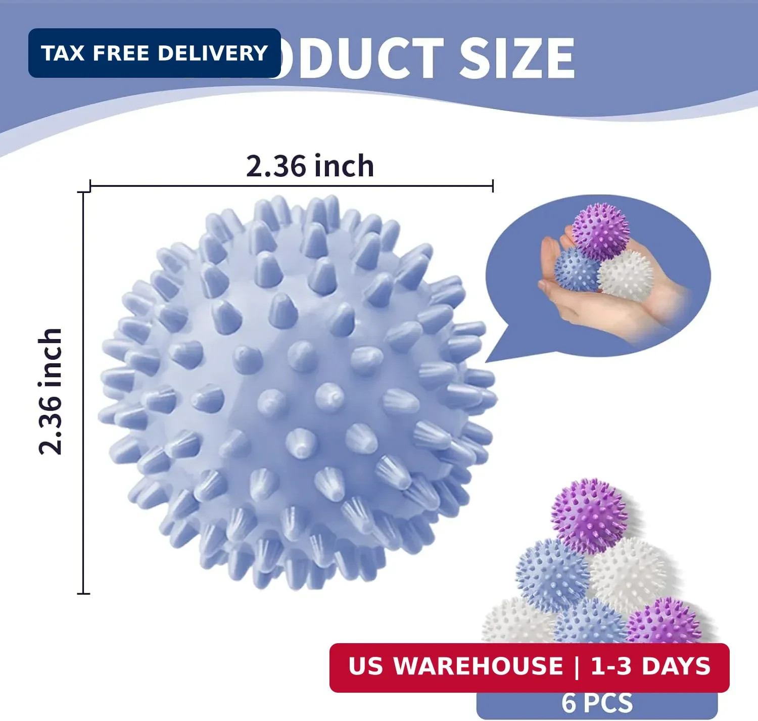 6Pcs Small Dryer Balls, 2.36 Inch Reusable Laundry Balls for Washer & Dryer FAST
