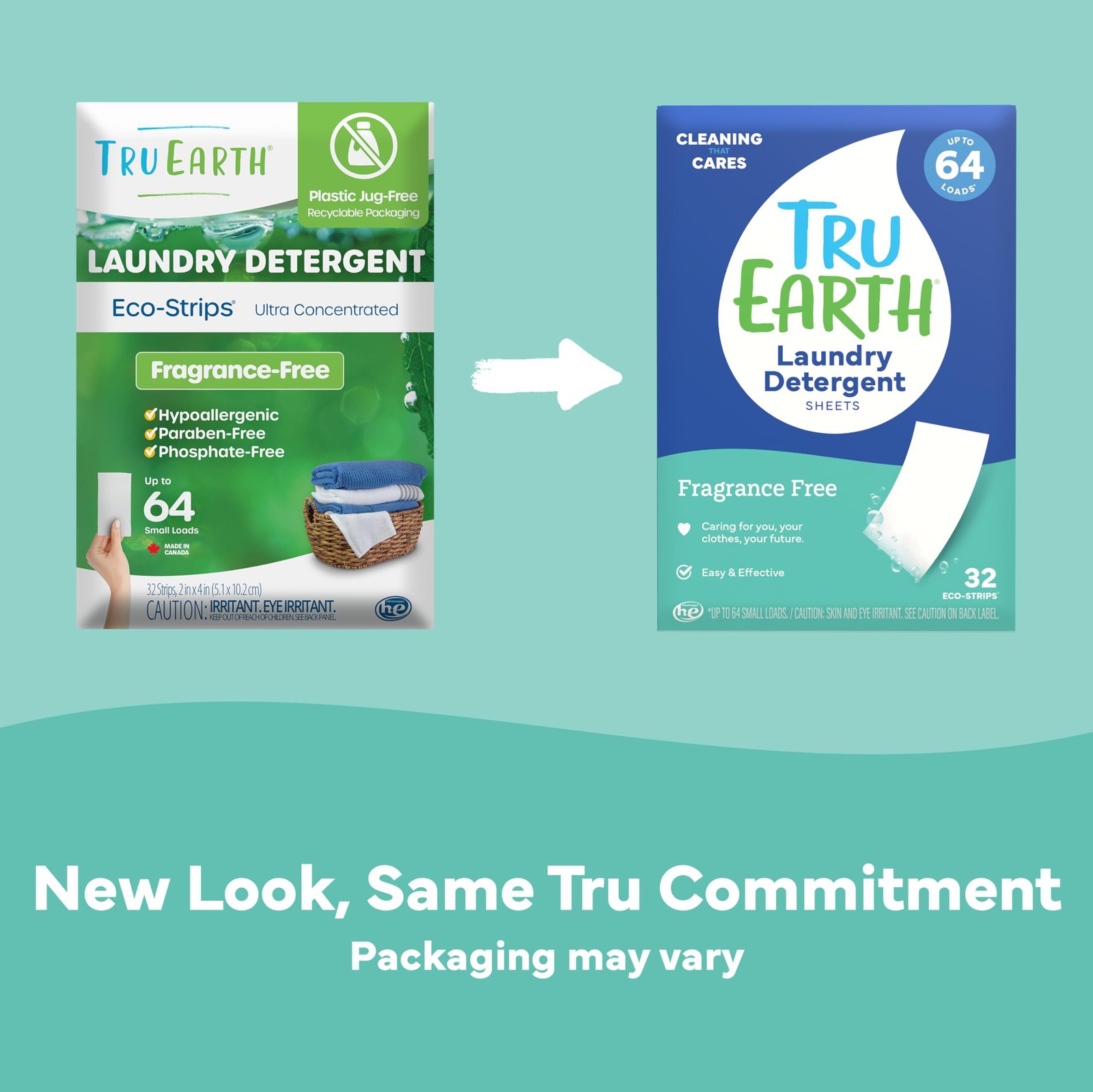 2 Tru Earth Eco-Strips Sheets Laundry Detergent FRAGRANCE FREE 128 loads