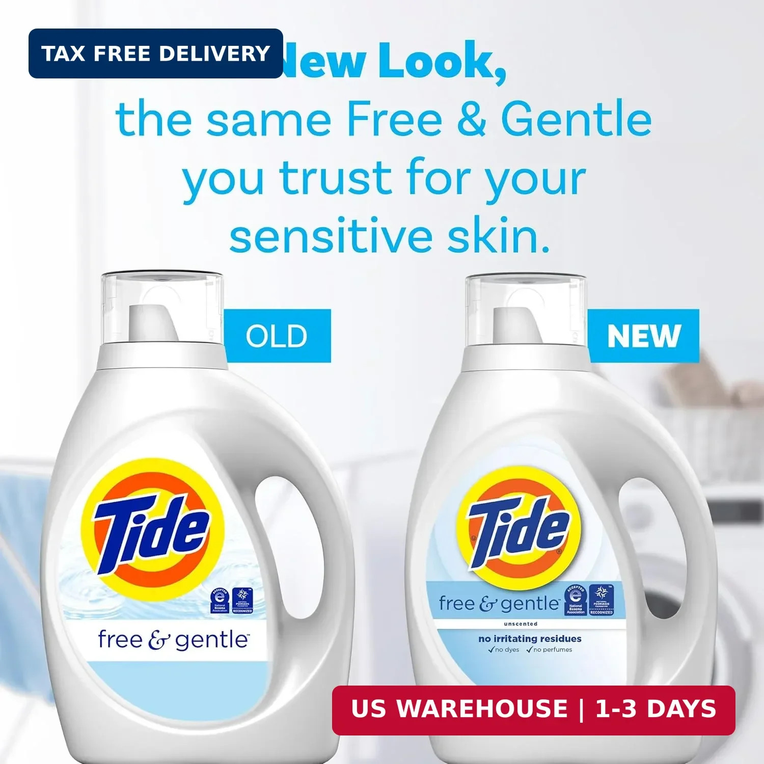 Tide Free & Gentle Liquid Laundry Detergent, 64 Loads, 84 fl oz, Tide Laundry De