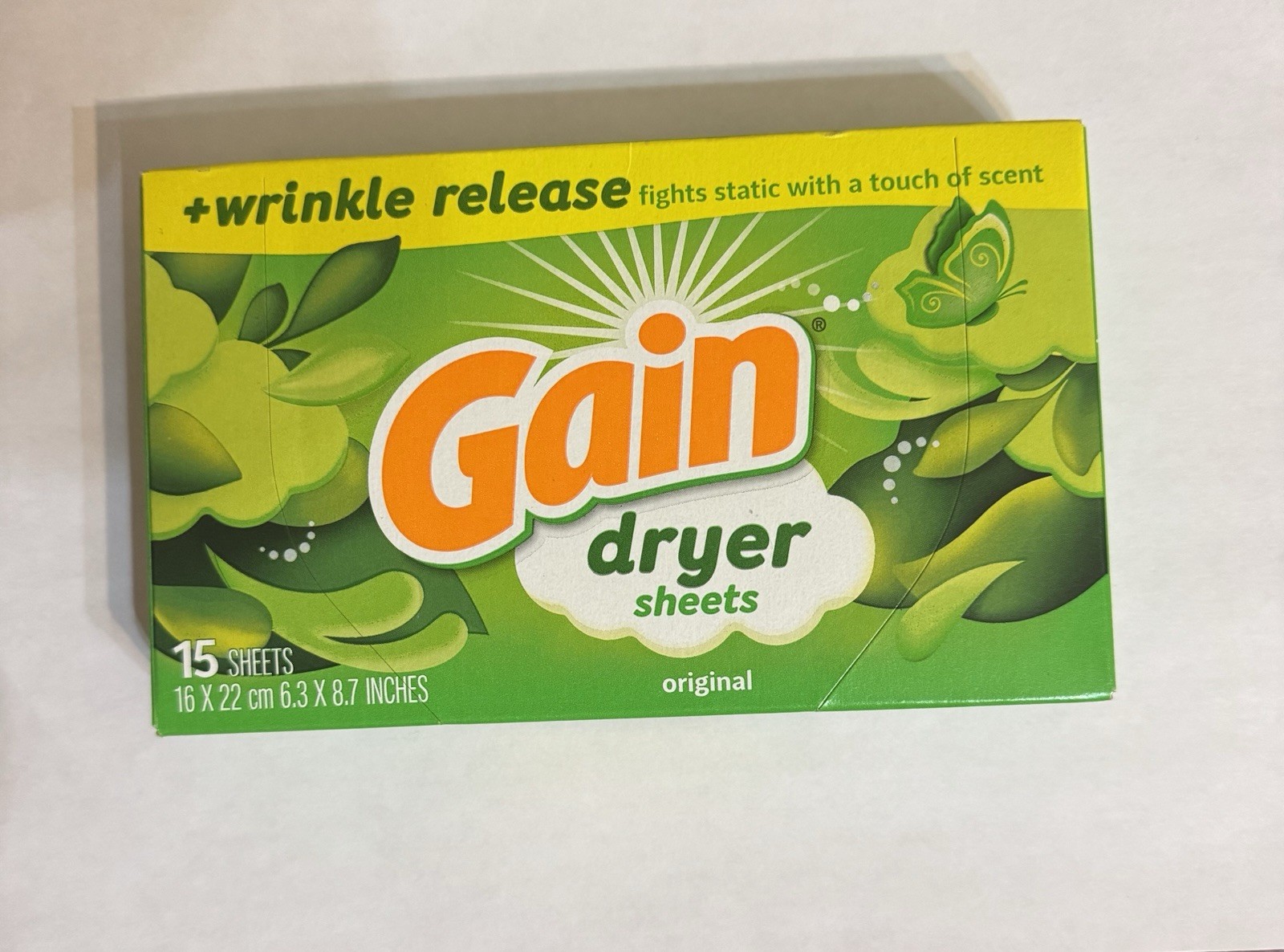 Gain Fabric Softener Dryer Sheets Original Fresh Scent 15 Count Static Control