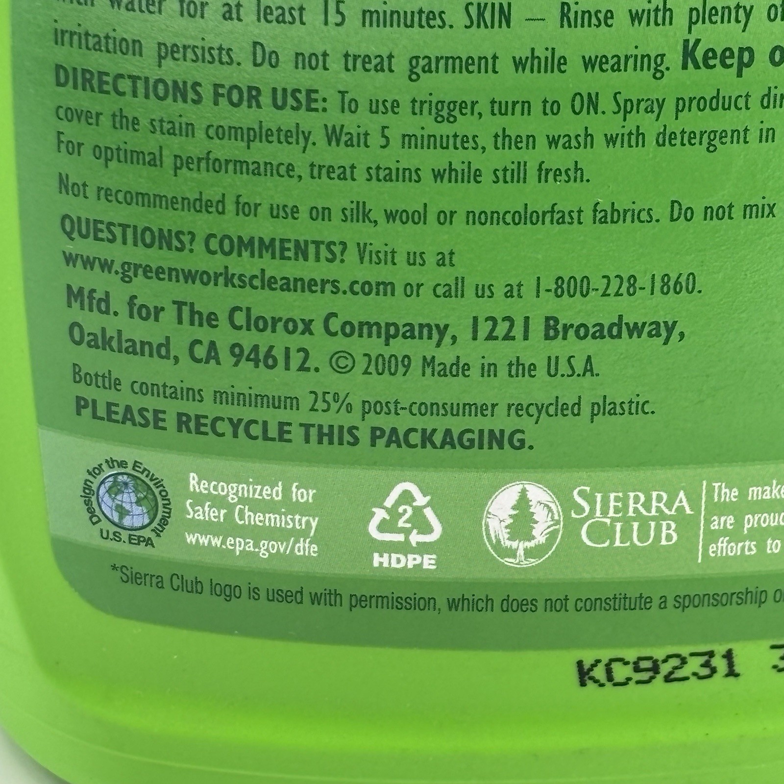 Green Works 99% Natural Laundry Stain Remover Spray 22 oz Clorox Lot Of 2 NOS