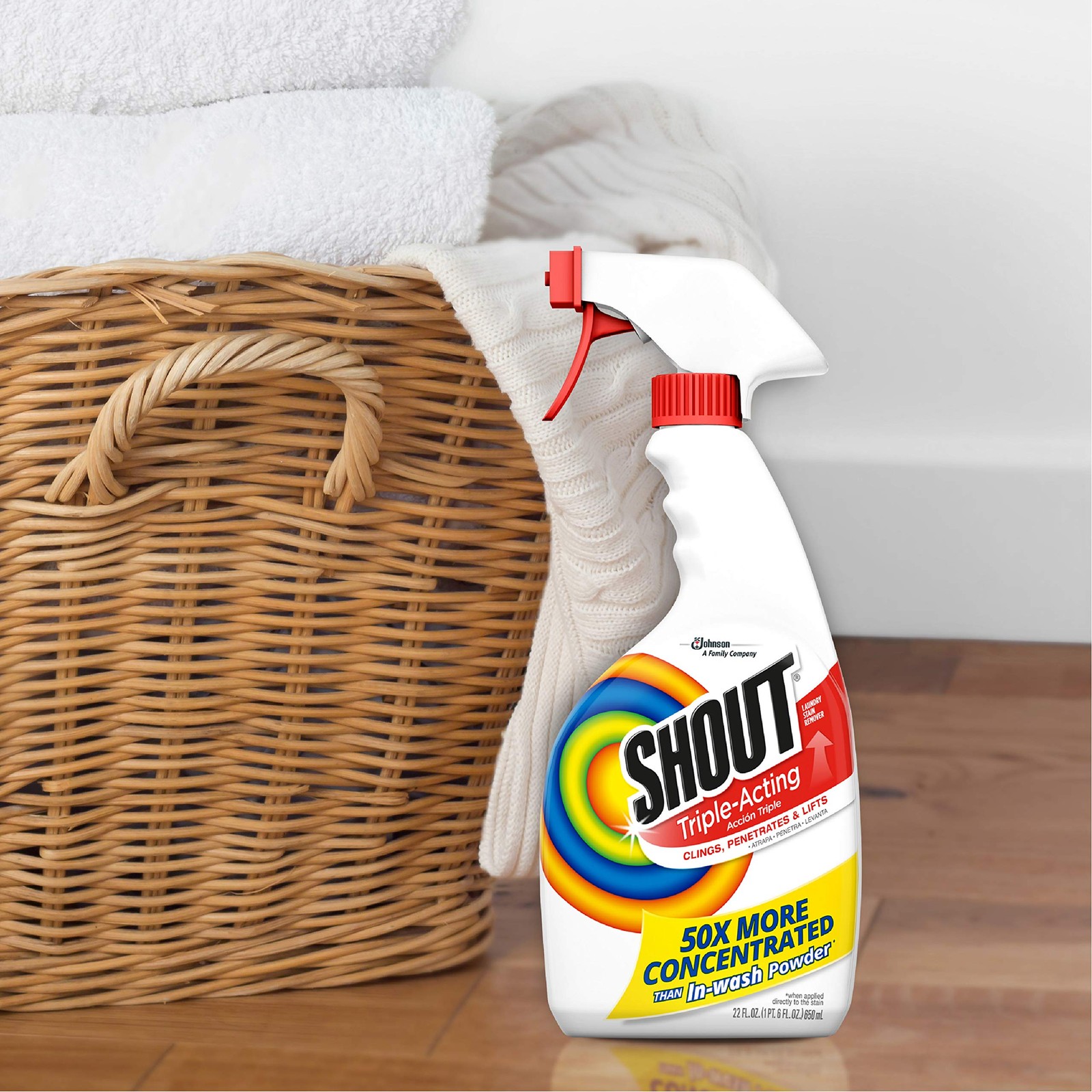 Active Enzyme Laundry Stain Remover Spray, Triple-Acting Formula Clings,