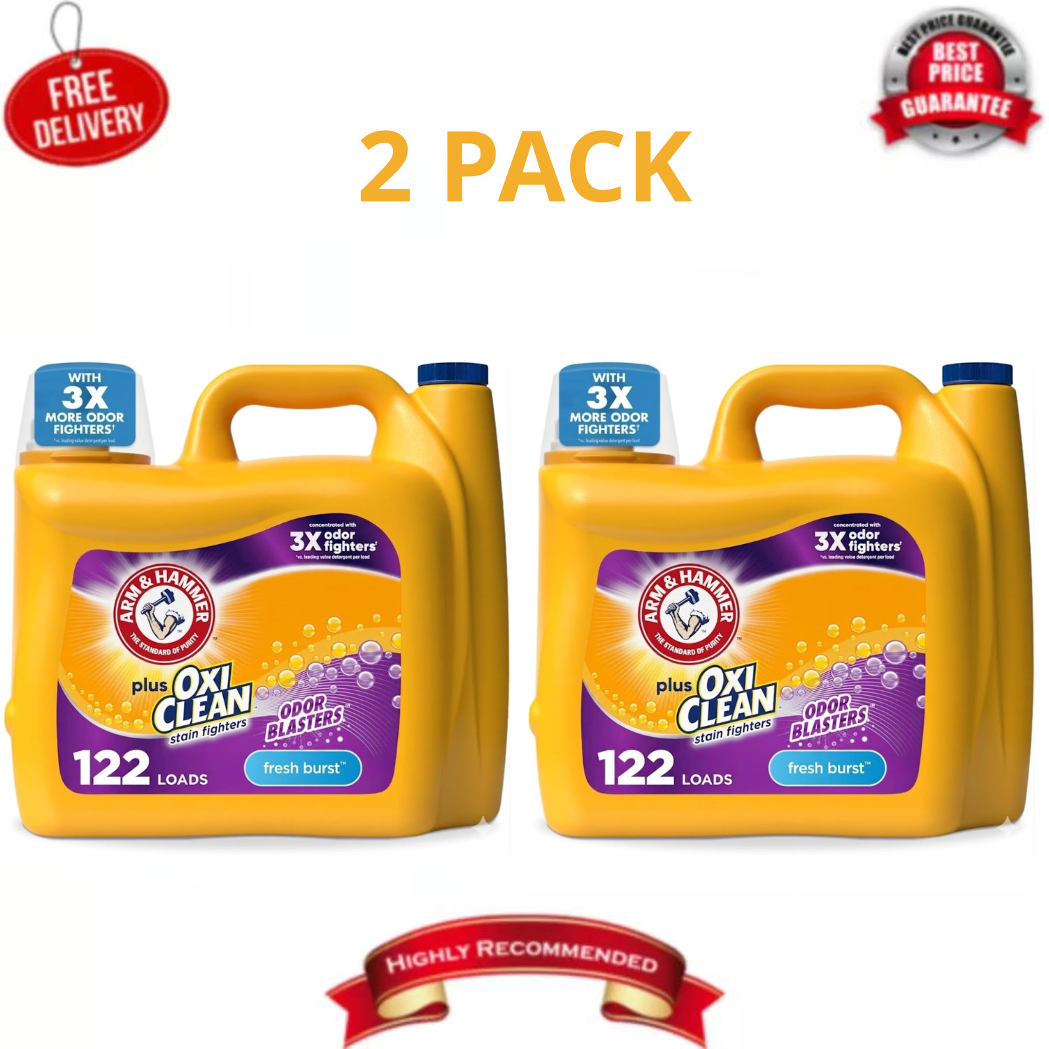 ARM & HAMMER OxiClean Odor Blasters Liquid Detergent Fresh Burst 158.6oz, 2 Pack