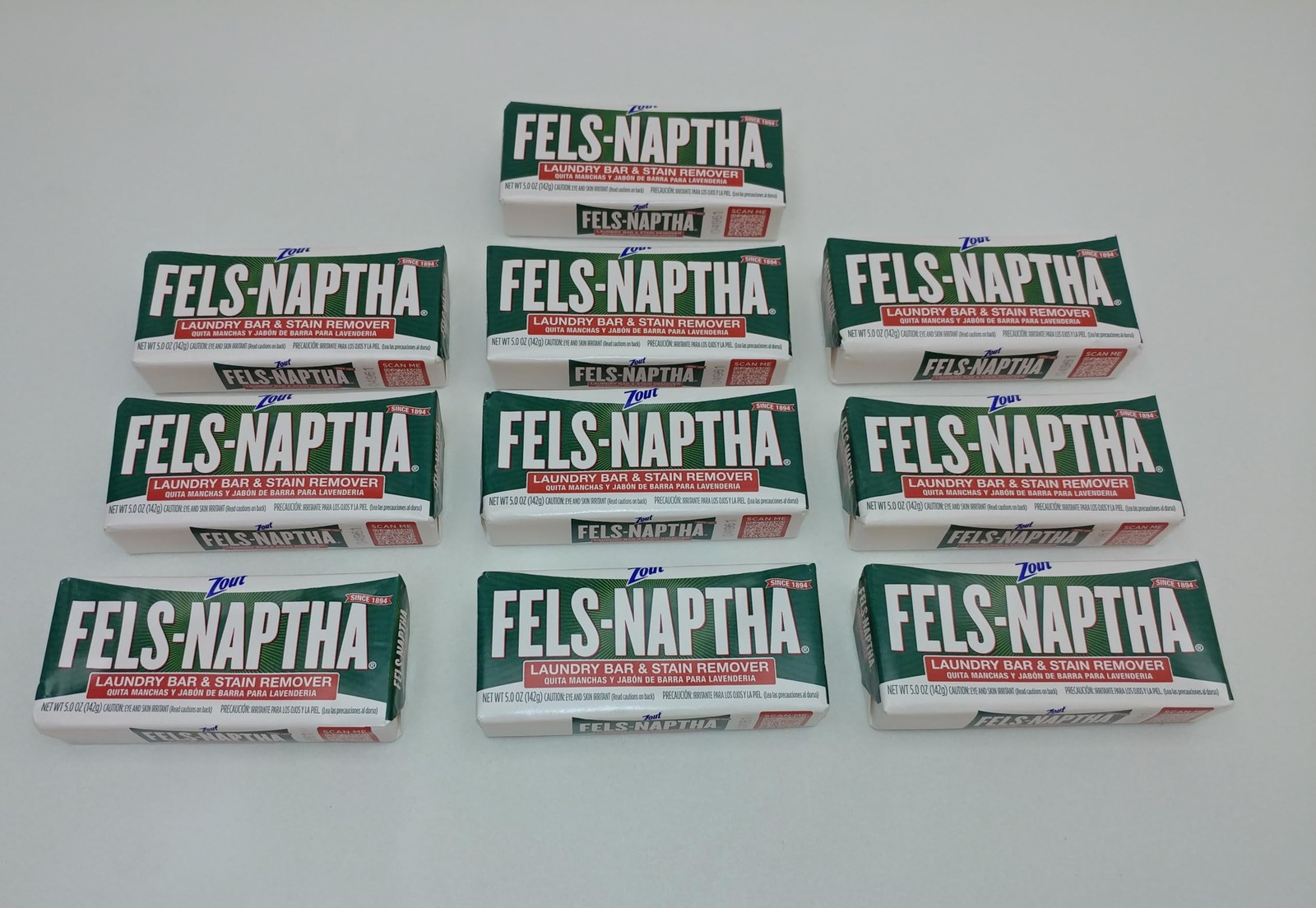 10 Bars Lot Of Zout Fels-Naptha Laundry Soap Bar & Stain Remover 5 Oz Ounce. …
