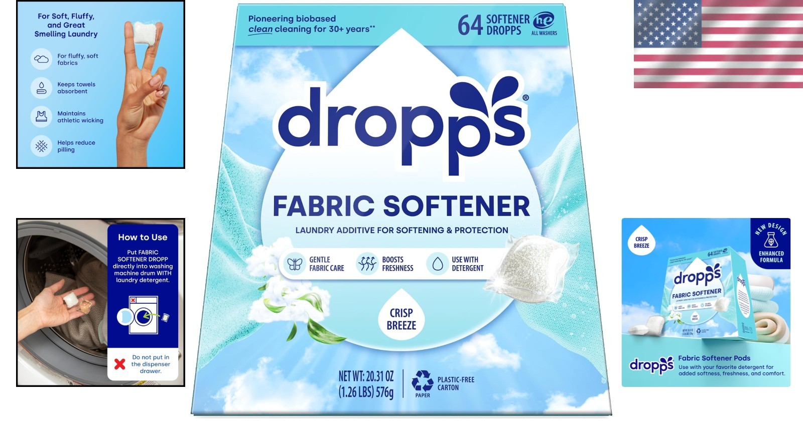 Fabric Softener Pods, Crisp Breeze 64ct