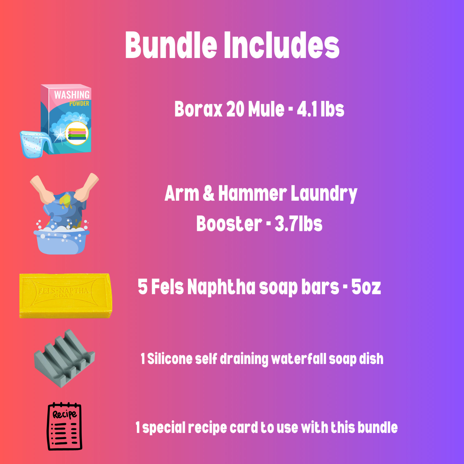 Ultimate Homemade Laundry Kit – Laundry Booster +5 Fels Naptha Soaps + Soap Dish