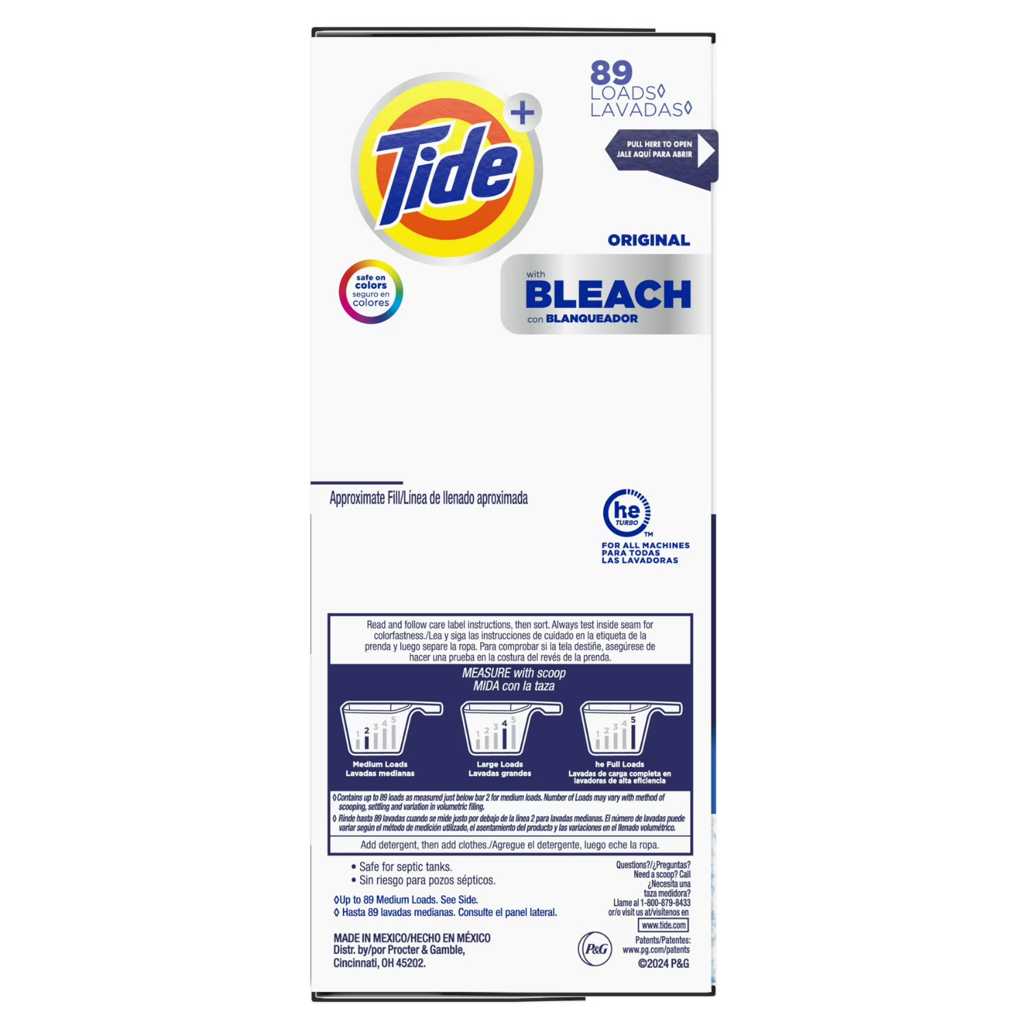 2 Pack Tide Powder Laundry Detergent With Bleach 129oz 89 Loads Original Scent