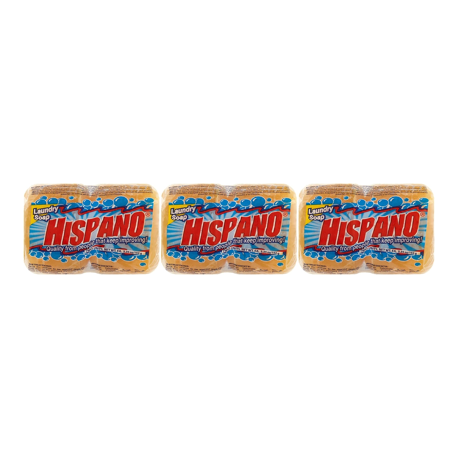 Hispano Jabon Laundry Soap – Round Bar (2 Pack), 10.7oz (304g) (Pack of 3)