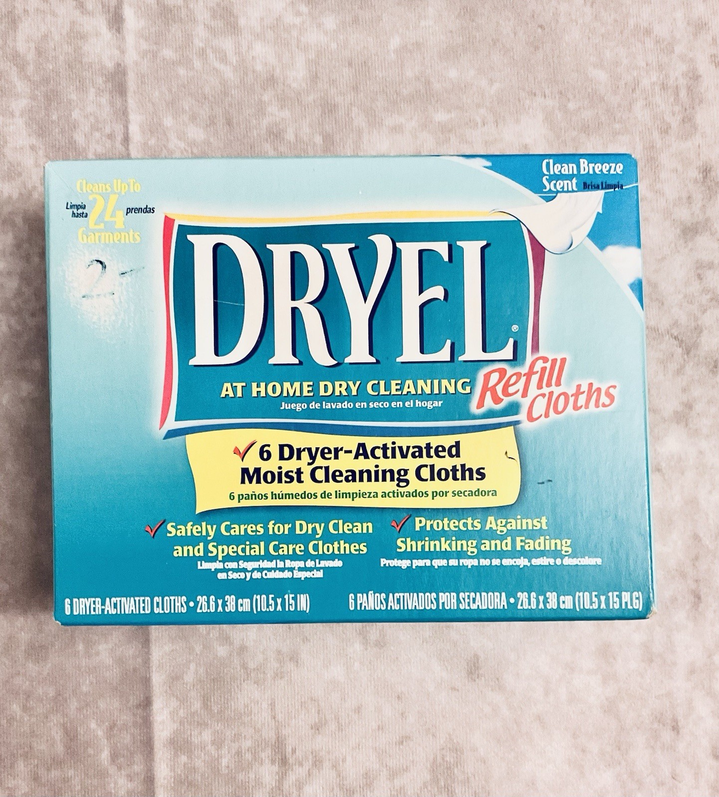 DRYEL AT HOME DRY CLEANING REFILL CLOTHS 6-CT CLEAN BREEZE SCENT NEW OLD STOCK