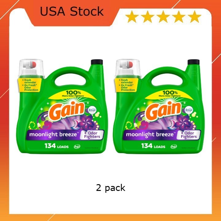 Gain Liquid Laundry Detergent, Moonlight Breeze Scent, 2 pack