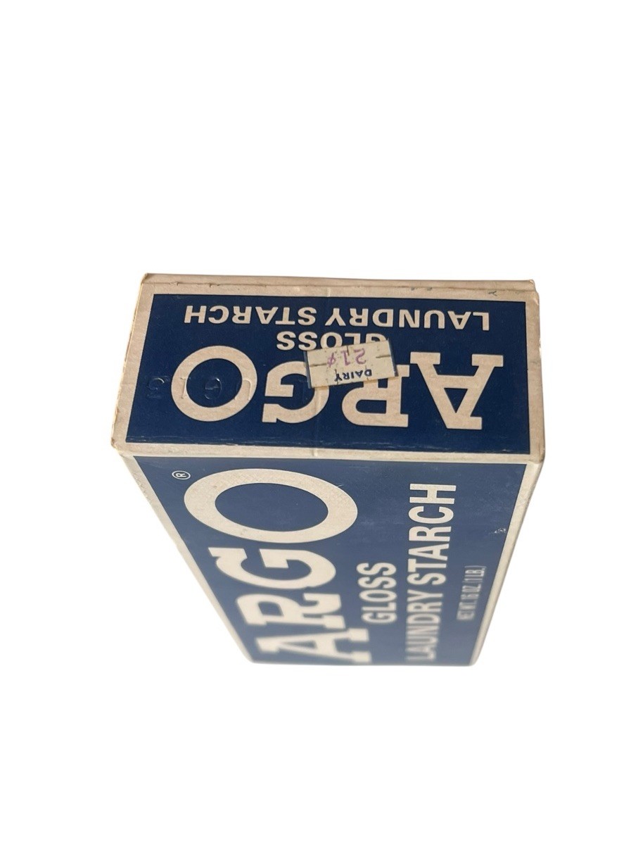 Vintage ARGO Gloss Laundry Starch 16 oz Box Blue NOS Sealed Prop Rare