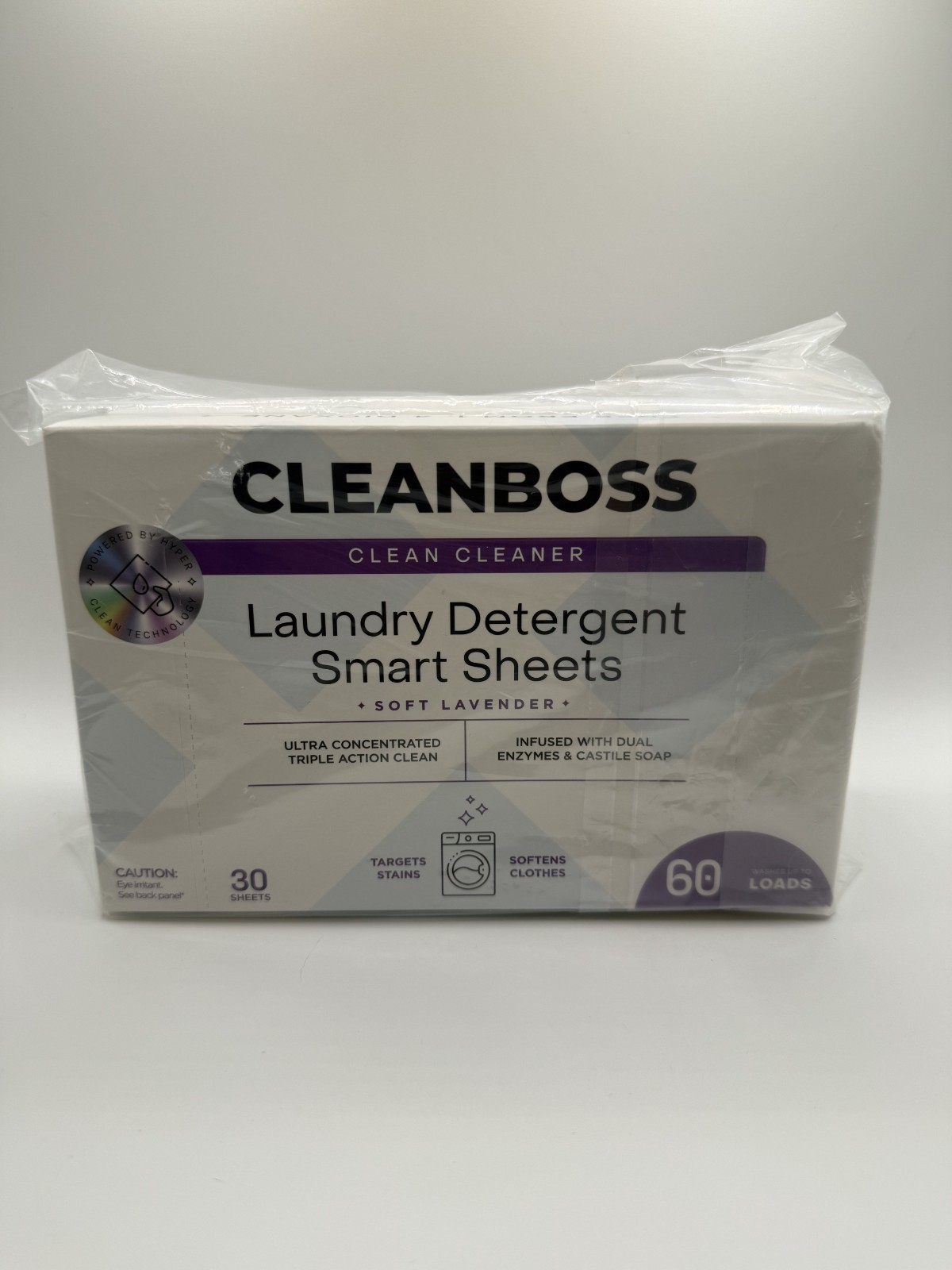 CleanBoss Cleaner Laundry Detergent Smart Sheets Soft Lavender 60 Loads – 2 Pack