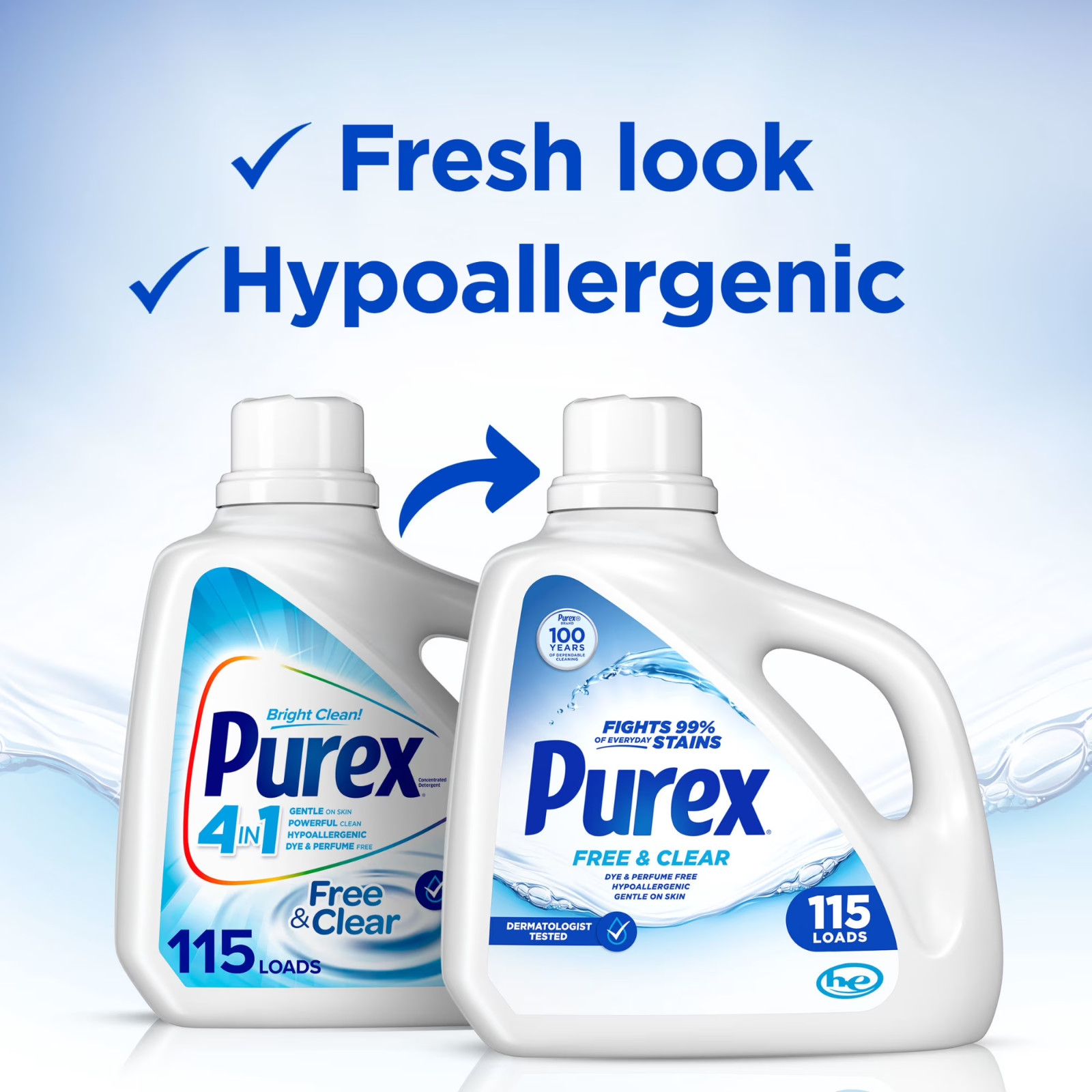 Purex Free & Clear Liquid Laundry Detergent 150 oz 5-Pack USA