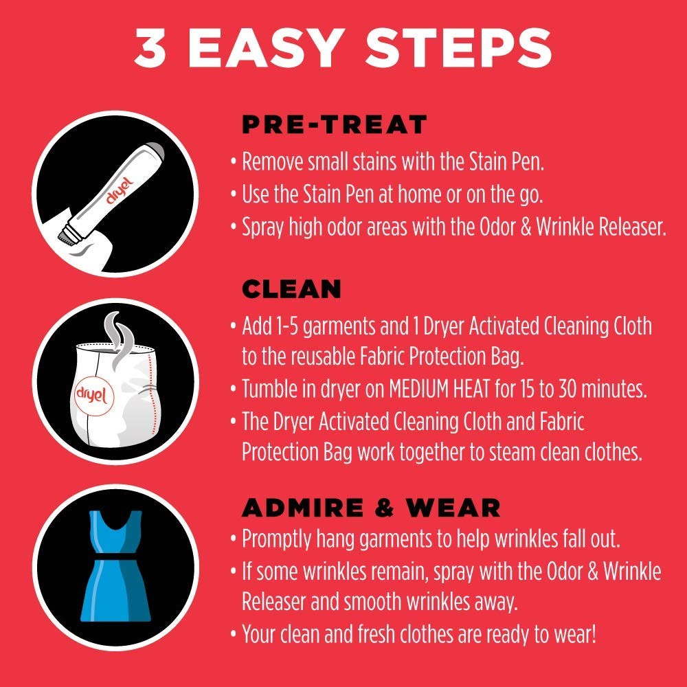 dryel At-Home Dry Cleaner Starter Kit, Gentle Laundry 6 Count (Pack of 1)