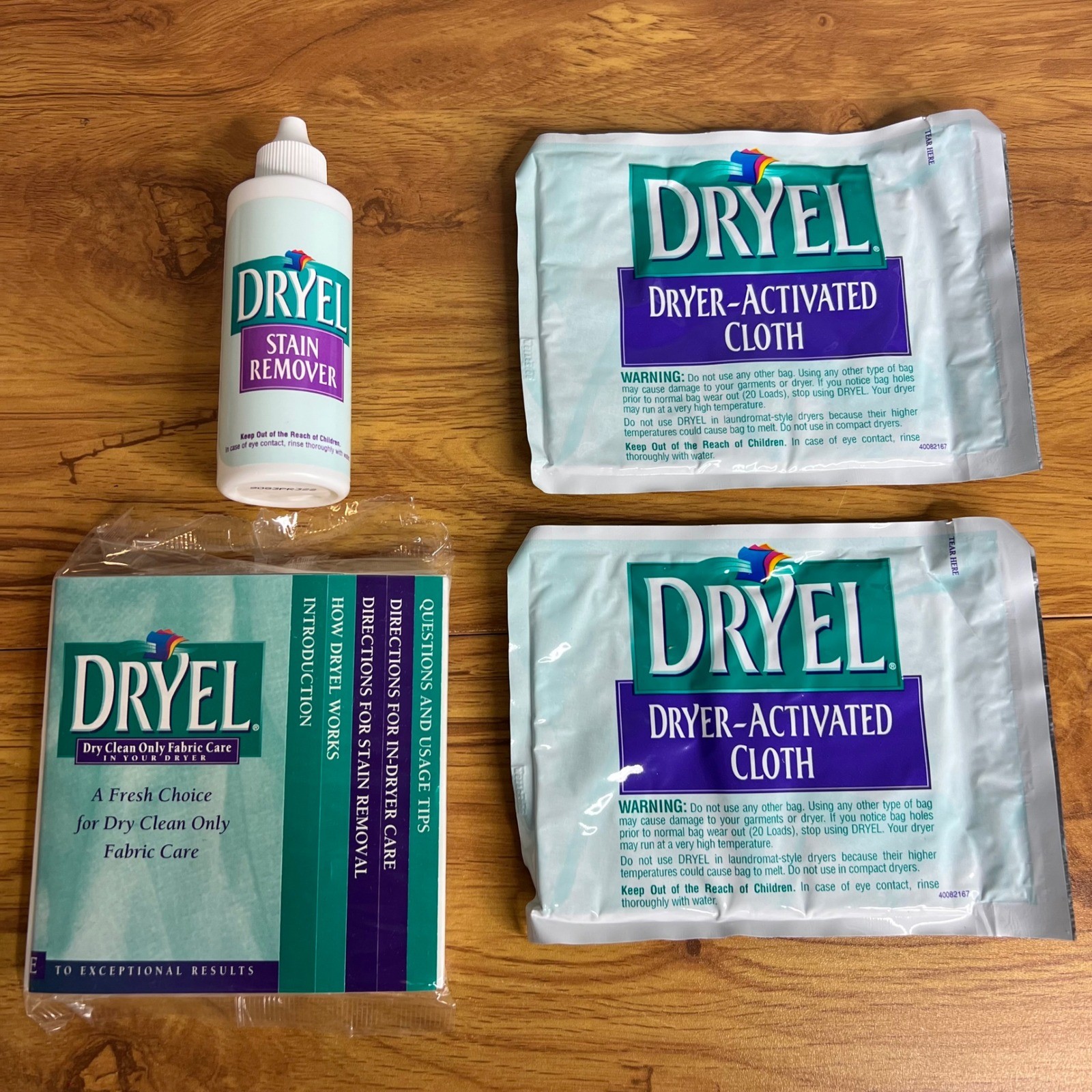 Dryel Fabric Care Kit Stain Remover 4.2 oz Dryer Cloths Absorbent Pads Vintage