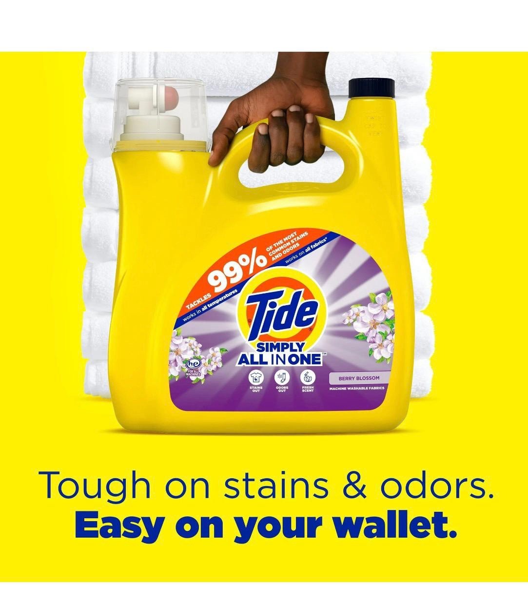 Tide Simply Laundry Detergent Liquid, Berry Blossom Scent, 117 fl oz, 89 Loads
