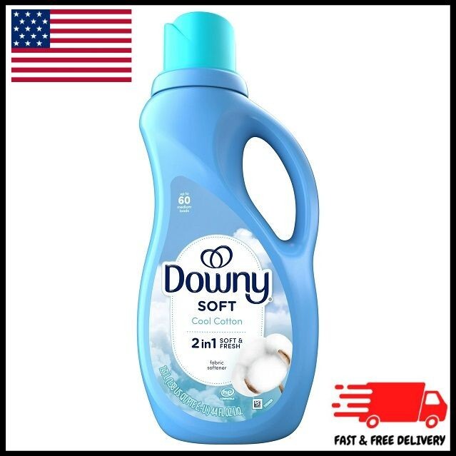 Downy Liquid Fabric Softener, Cool Cotton Scent, 2 IN 1, 44 oz, 60 Loads