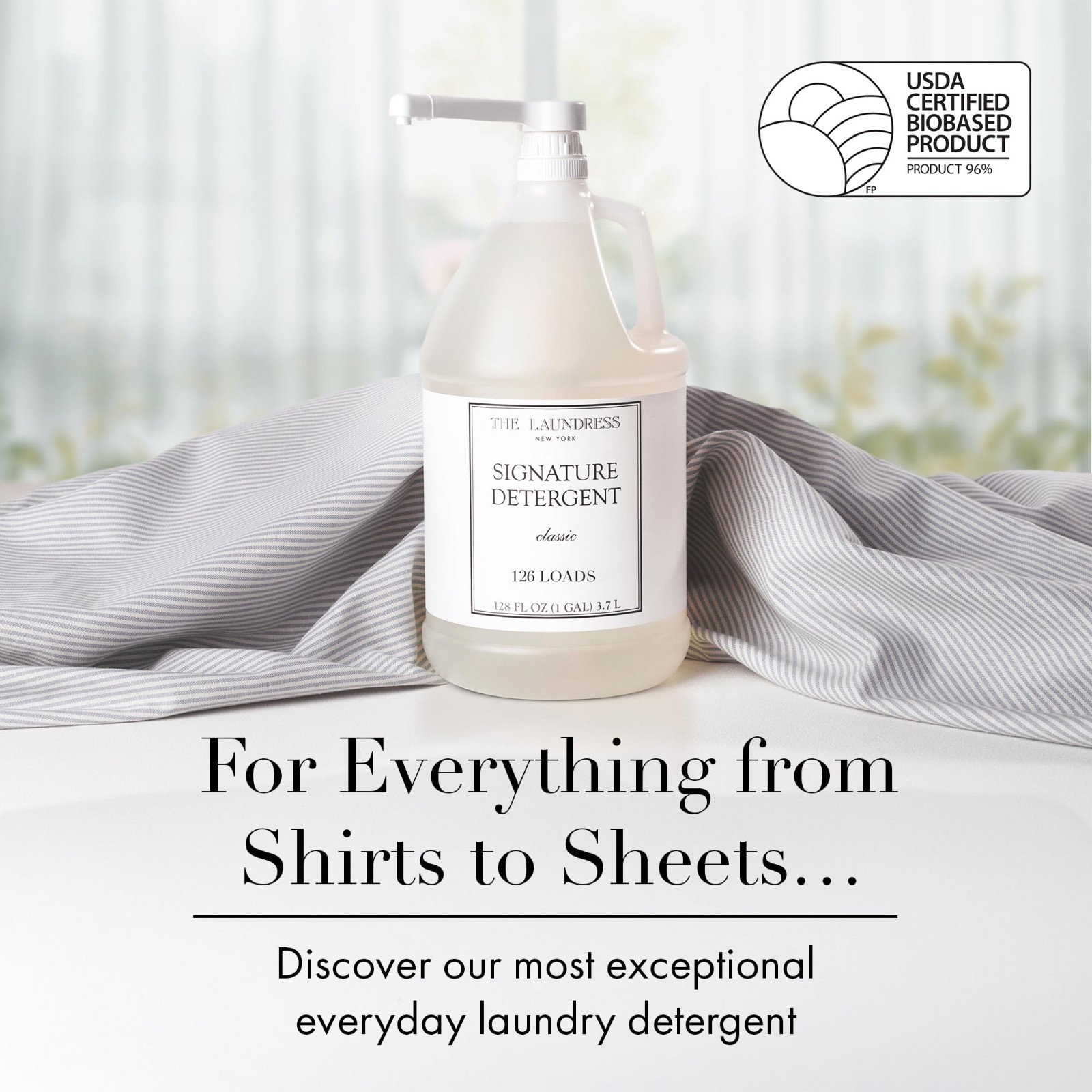 Luxury Laundry Detergent Gallon with Pump, Classic Fragrance, 126 Loads, Triple
