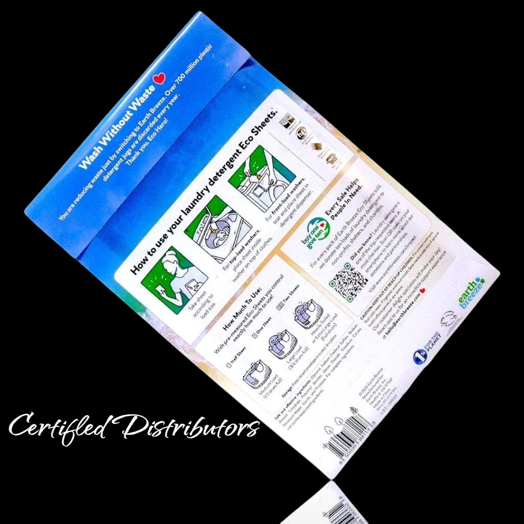 (Lot of 8) Earth Breeze Laundry Detergent Sheets Fragrance-Free, 60 Loads Each