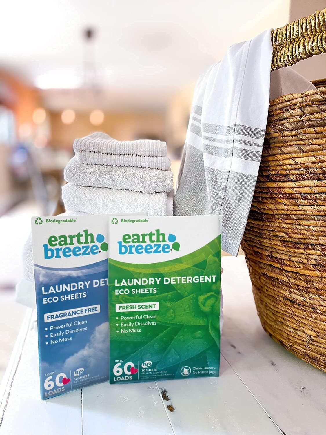 Eco-friendly Laundry Detergent Sheets 30 Count Fresh Scent Hypoallergenic