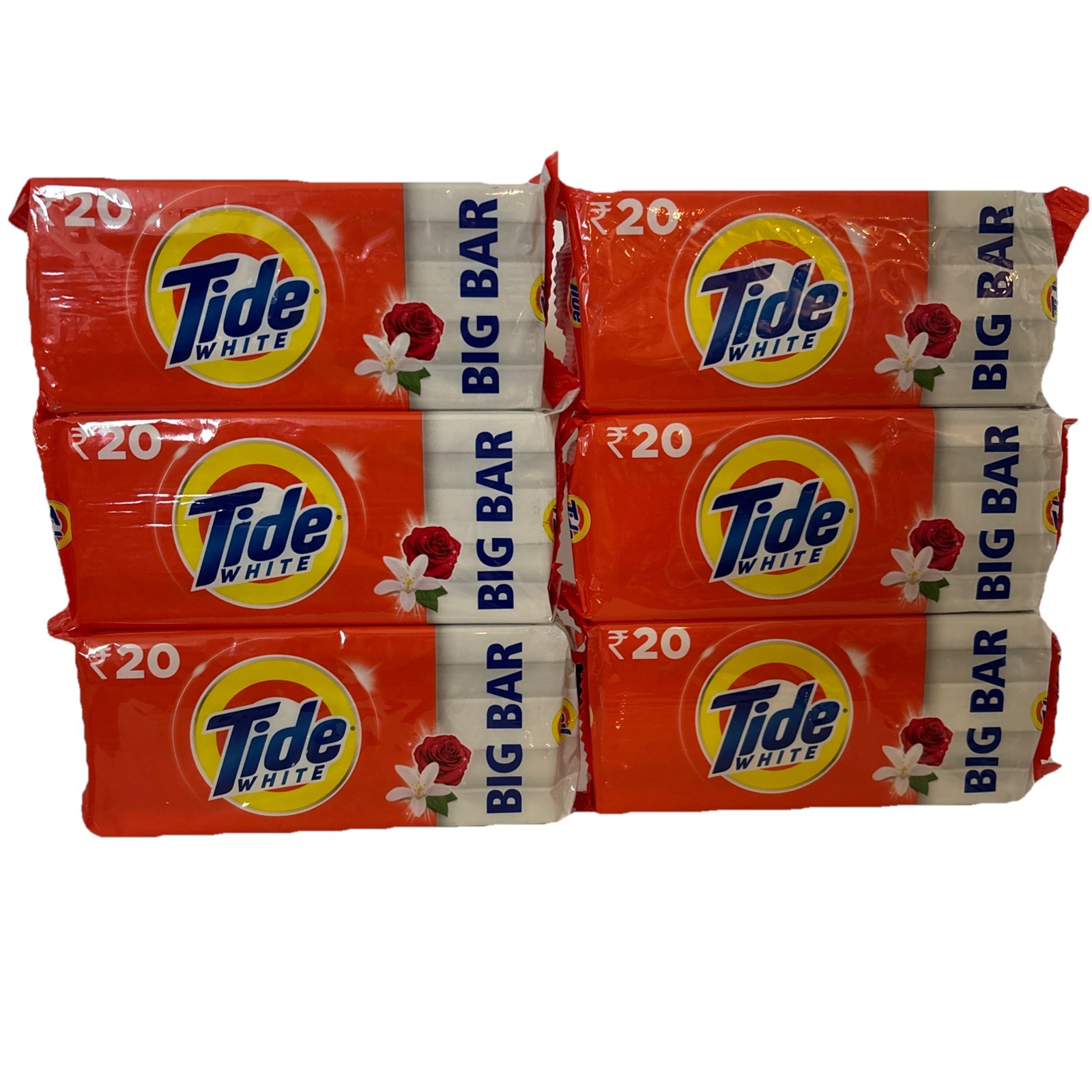 6 Tide White Laundry Big Bar Soap Rose Jasmine Full Deep Clean 250 g Detergent