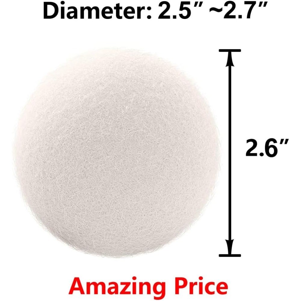Wool Dryer Balls 6 Pack Reusable Natural Fabric Softener Wrinkles Faster