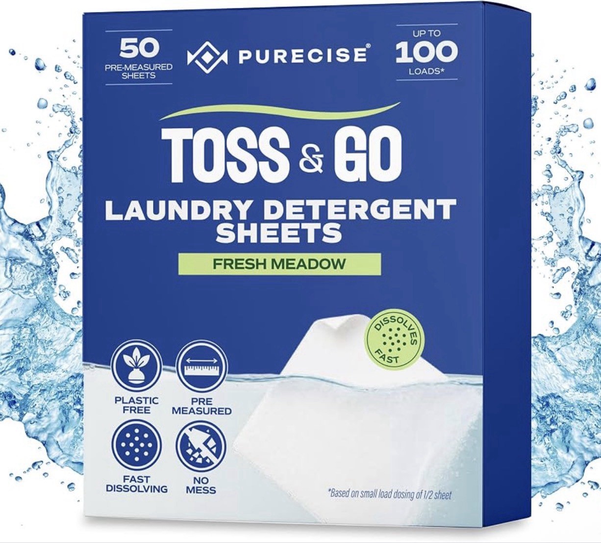 Toss & Go Laundry Detergent Sheets | 50 Sheets, Up to 100 Loads