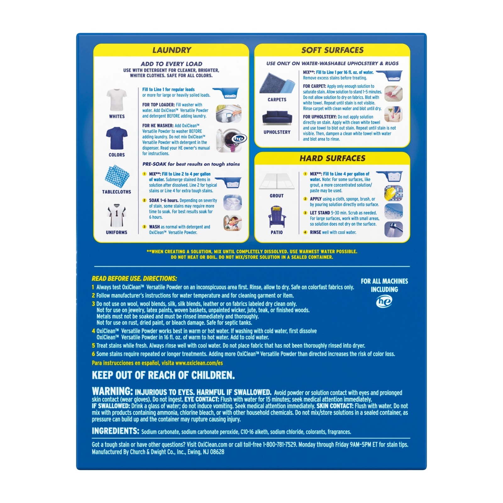 4Pcs OxiClean Versatile Stain Remover Powder,Around the Home and Laundry,7.22 lb