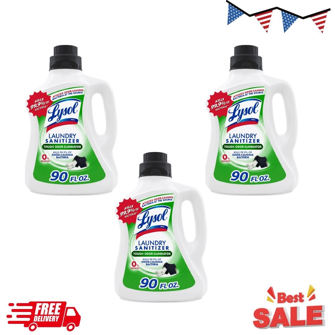 3P Lysol Tough Odor Eliminator Laundry Sanitizer Additive, 0% Bleach, 90oz