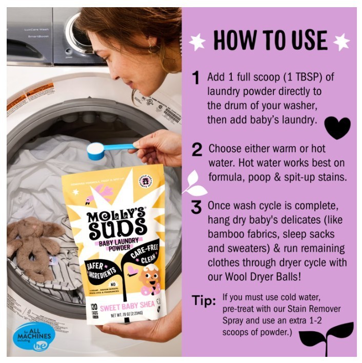 [HOT SALE] Molly’s Suds Baby Laundry Detergent Sweet Baby Shea 64 Loads 2 Pack