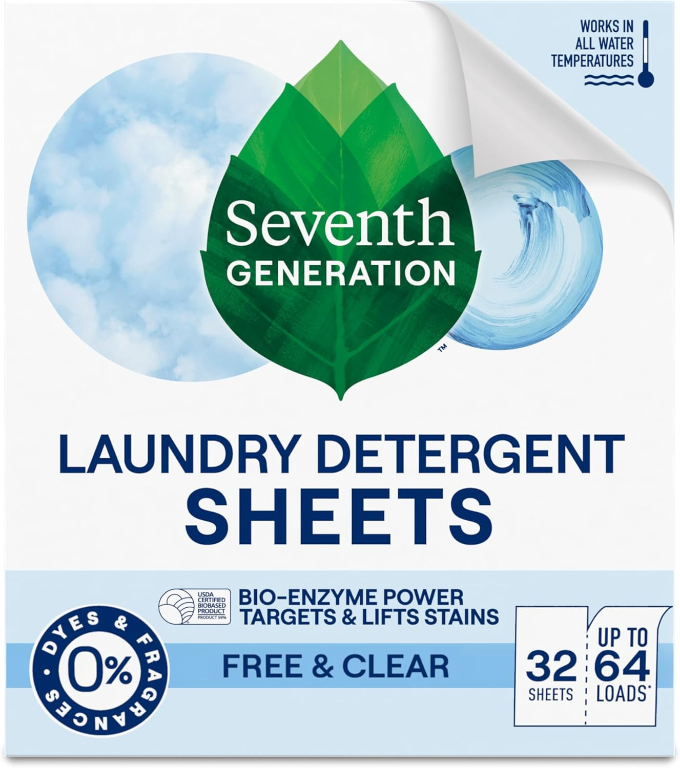 Seventh Generation Laundry Detergent Sheets Fresh Lavender 32ct 2-Pack New