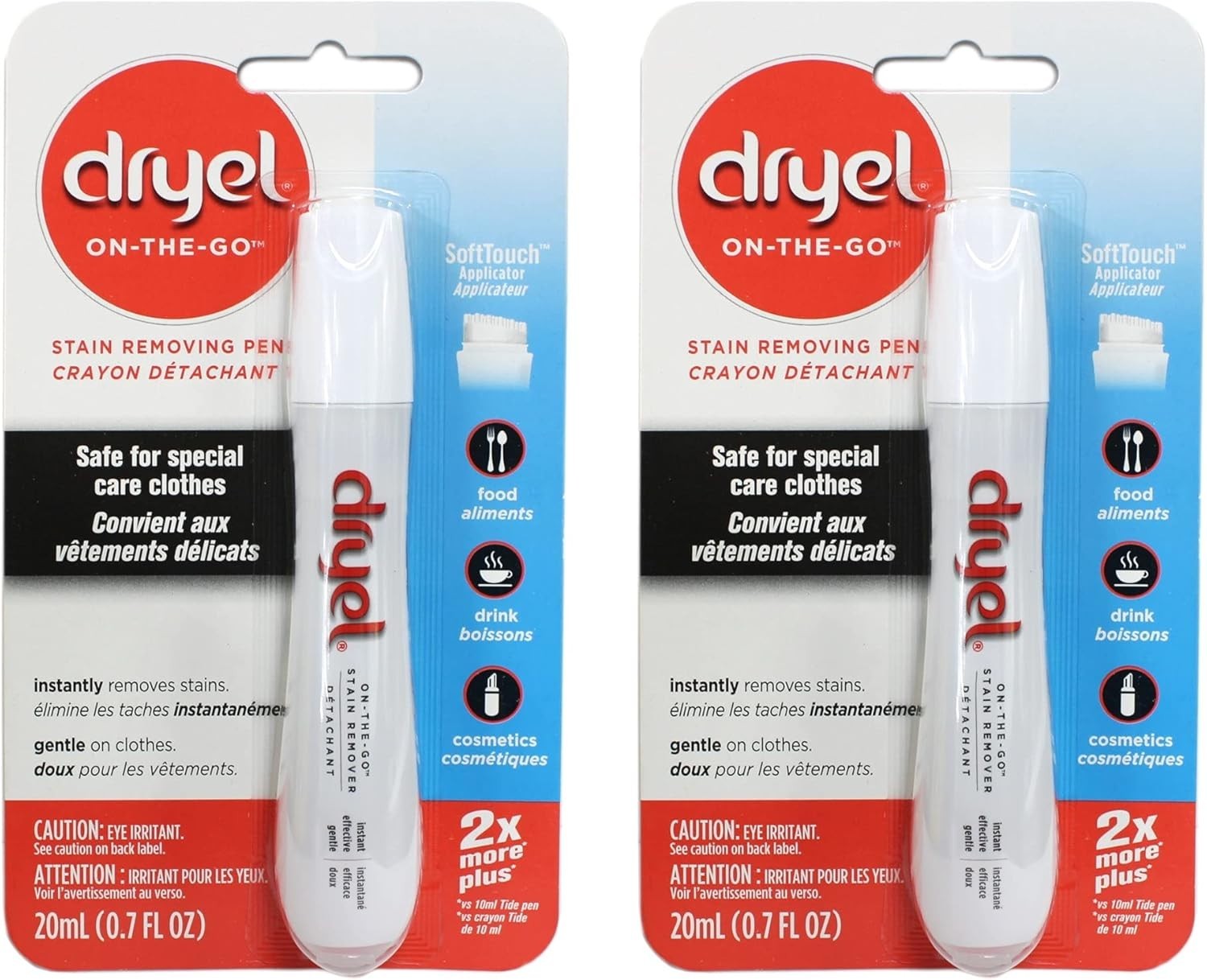 On The Go Stain Pen 2 Pack Fresh Stain Remover Travel Ready Liquid Formula