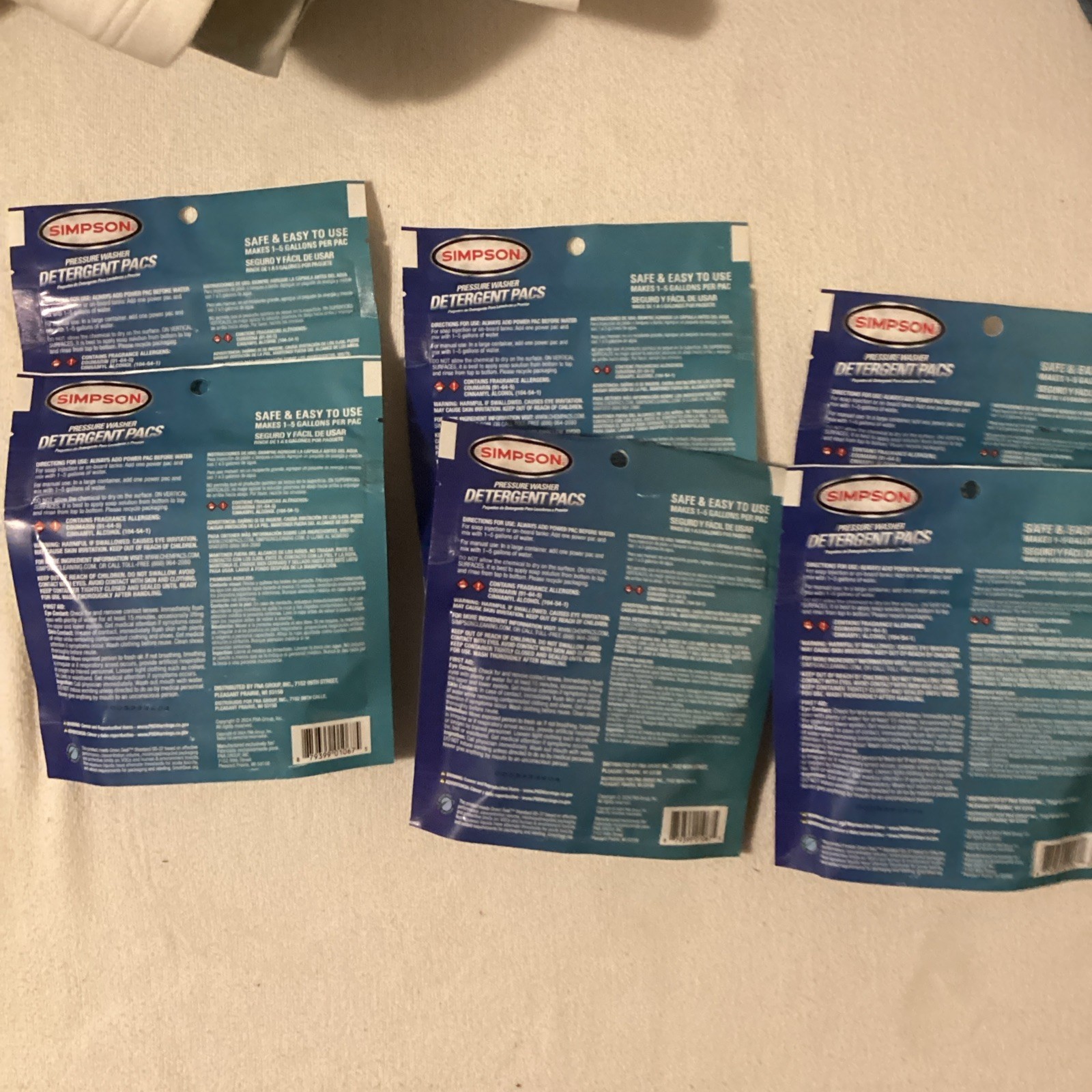 Simpson Pressure Washer Detergent PACS PODS Lot Of 6 10 Per Pack