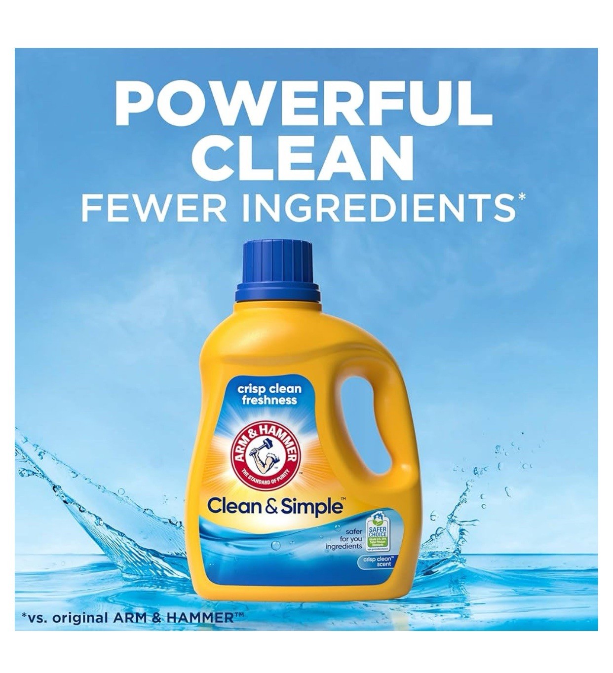 ARM & HAMMER Clean & Simple💧77 Loads Liquid Laundry Detergent, 100.5 Fl oz