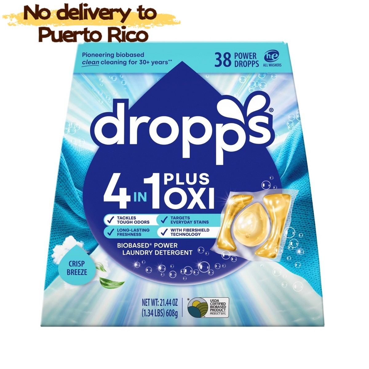 Crisp Breeze 4-in-1 Plus Oxi Laundry Pods, HE, 38 Pacs, Deep Clean-Fast delivery