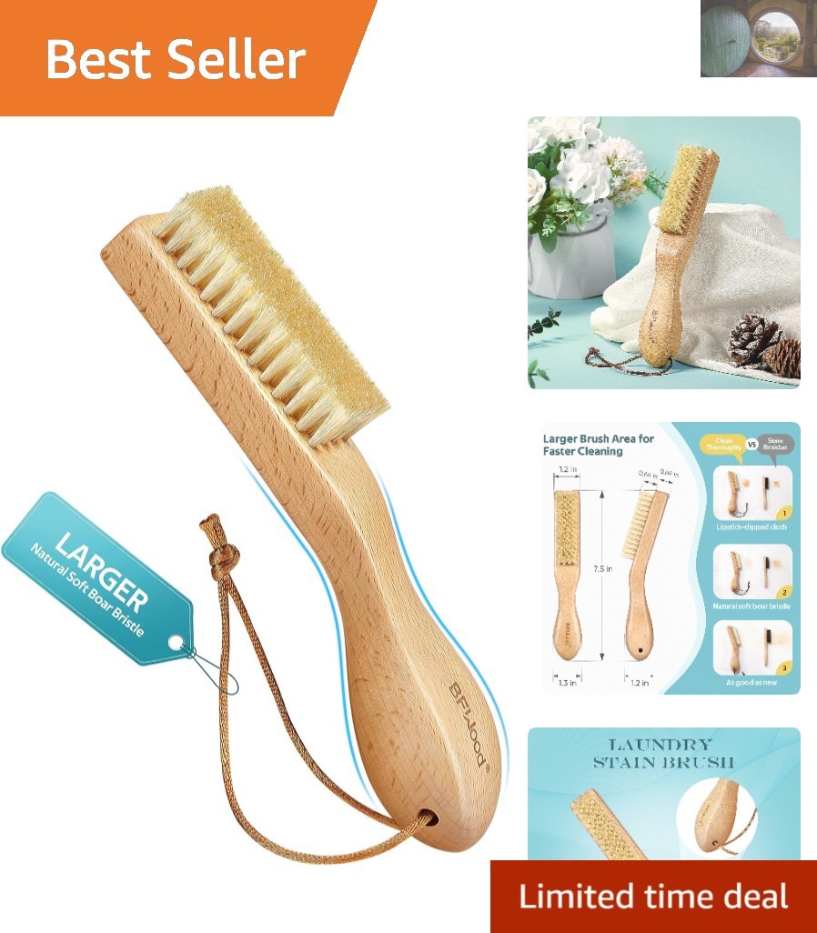 Compact Laundry Stain Brush – Natural Boar Bristles for Tough Stains on Fabrics