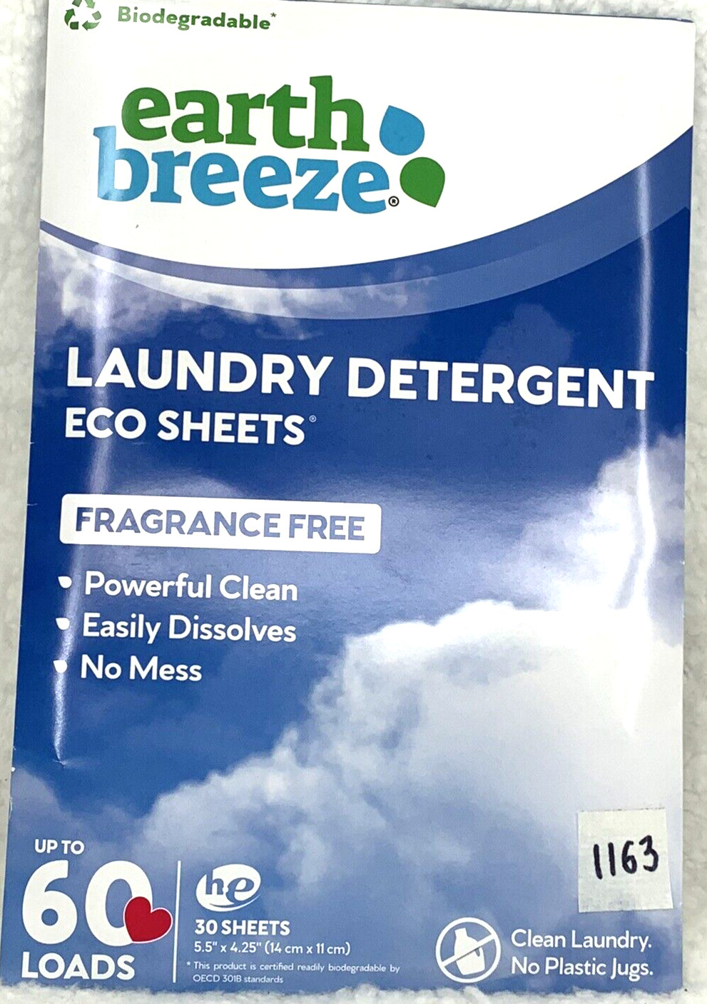 Earth Breeze Laundry Detergent Eco Sheets he 30 Sheets – 60 Loads Fragrance Free