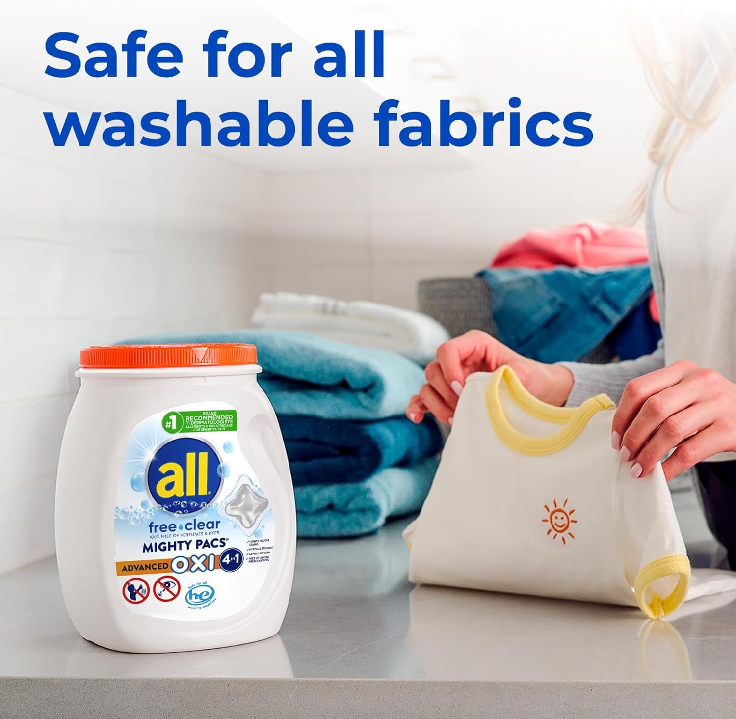 Unit Dose Laundry Detergent Mighty Pacs Free Clear OXI 72 Count