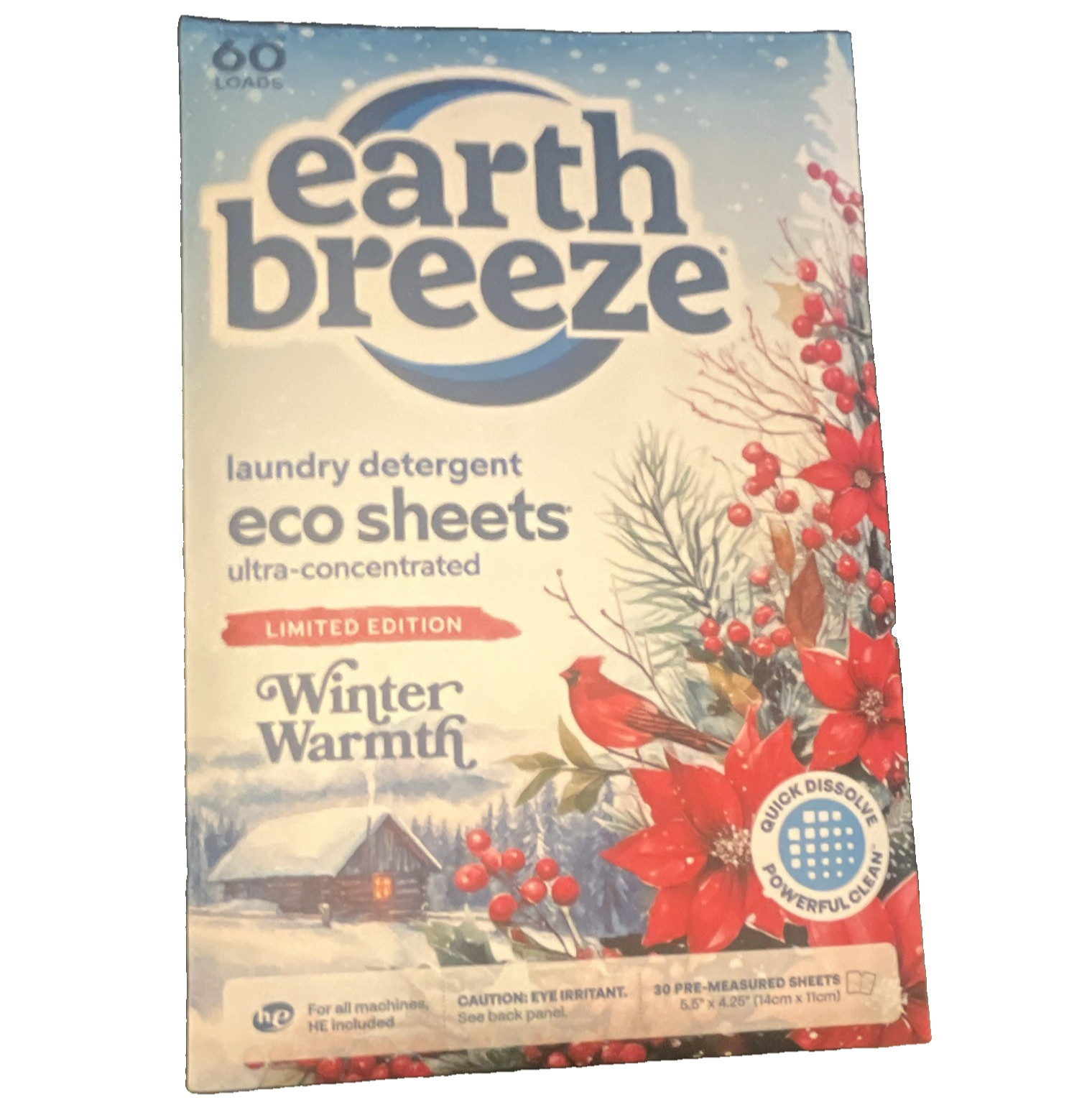 Earth Breeze Eco Sheets Rare Limited Edition Scent Winter Warmth 60 Loads