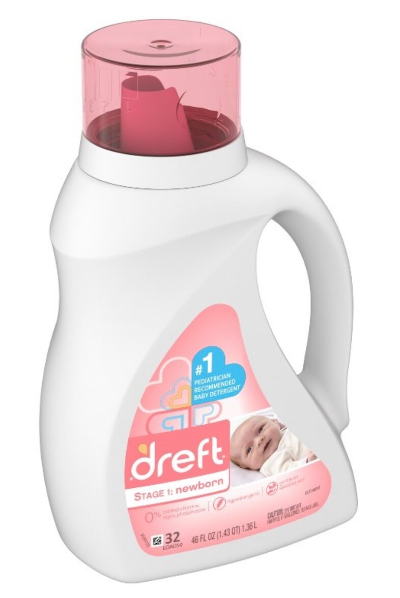 DREFT Stage 1 Newborn Laundry Detergent Small Size 46 Fl OZ 32 Loads