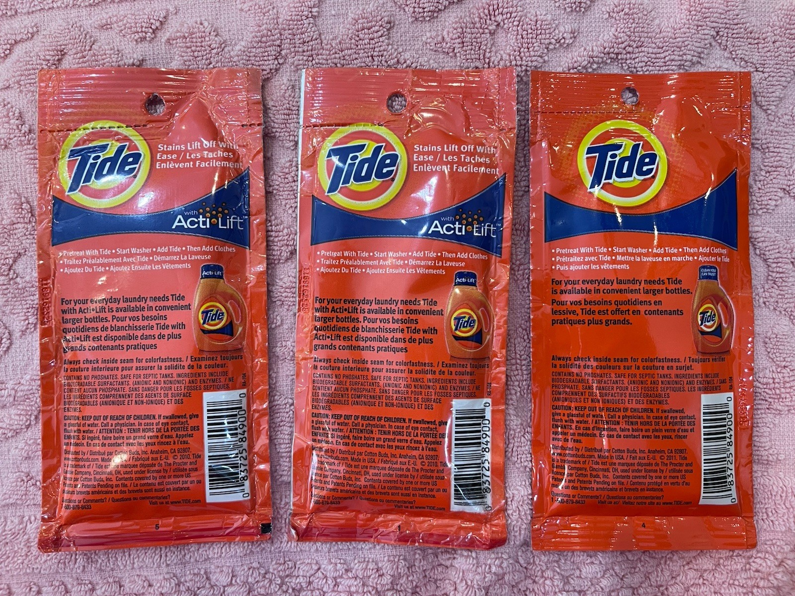 3pk Tide Travel Size Laundry Detergent Original Scent “2 Acti Lift” 1 Regular