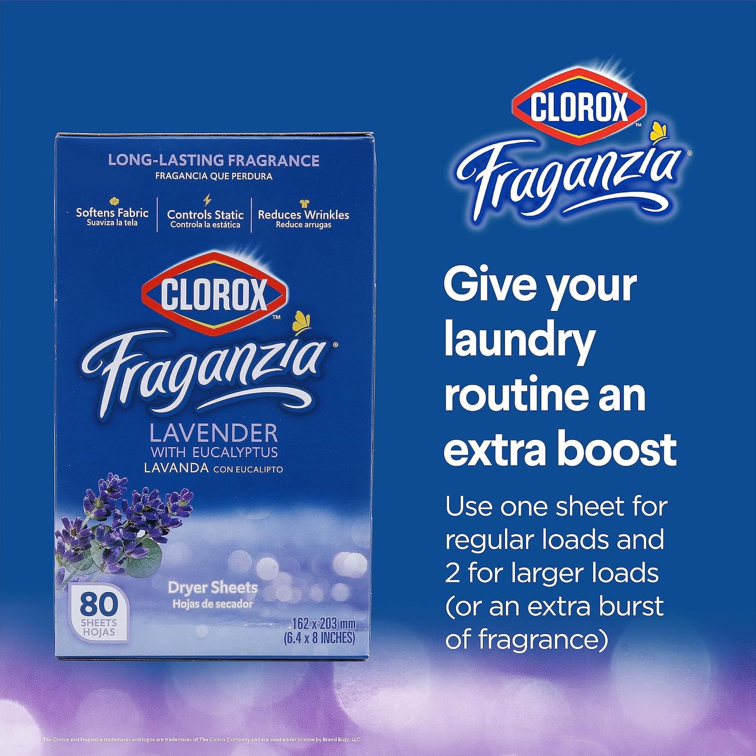 Fraganzia Fabric Softener Dryer Sheets Wrinkle Reducing Anti Static Laundry