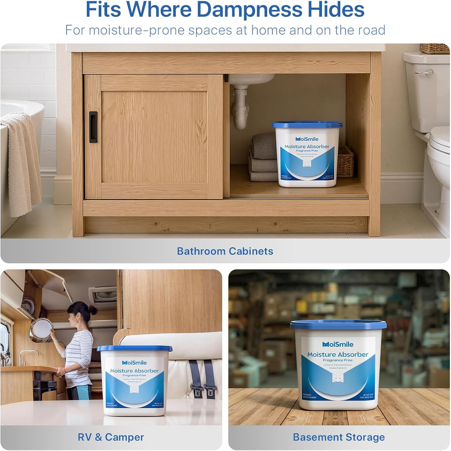 Large Moisture Absorber Buckets, 6 Pack, 14 Oz Each, Fragrance Free | 14 Oz Net