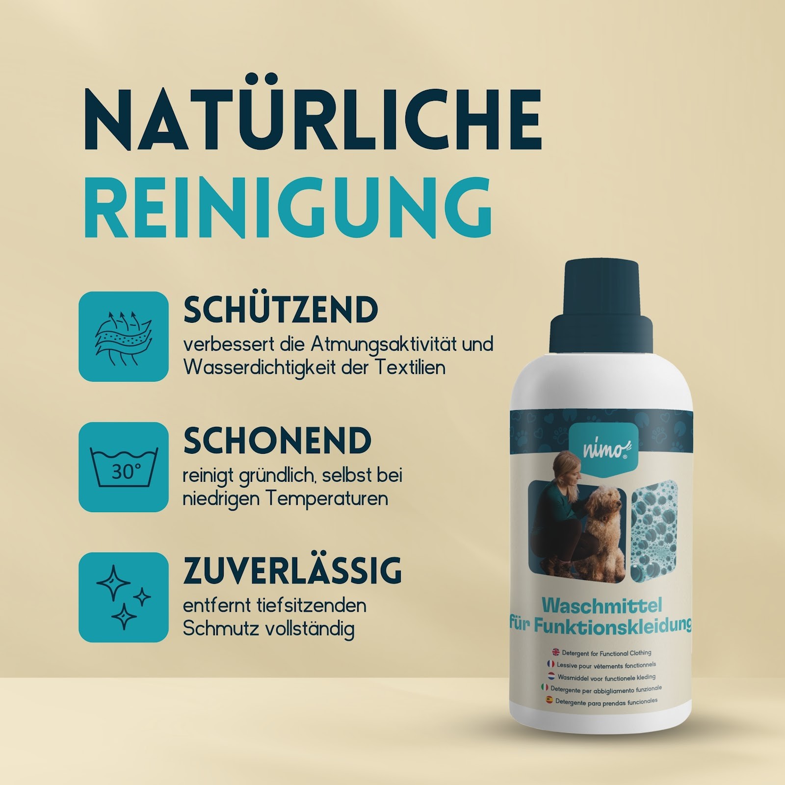 nimo ® detergent for functional clothing outdoor without fragrances & dyes