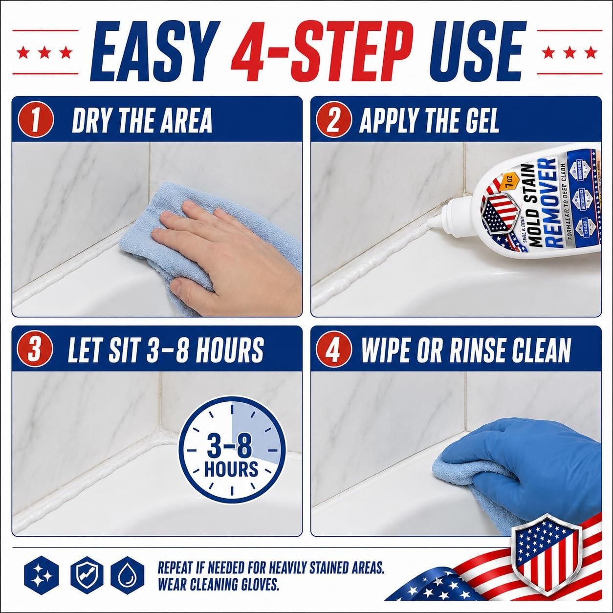 Mold Stain Cleaner Gel 7oz, Powerful Thick Stain Remover with Brush Applicato…