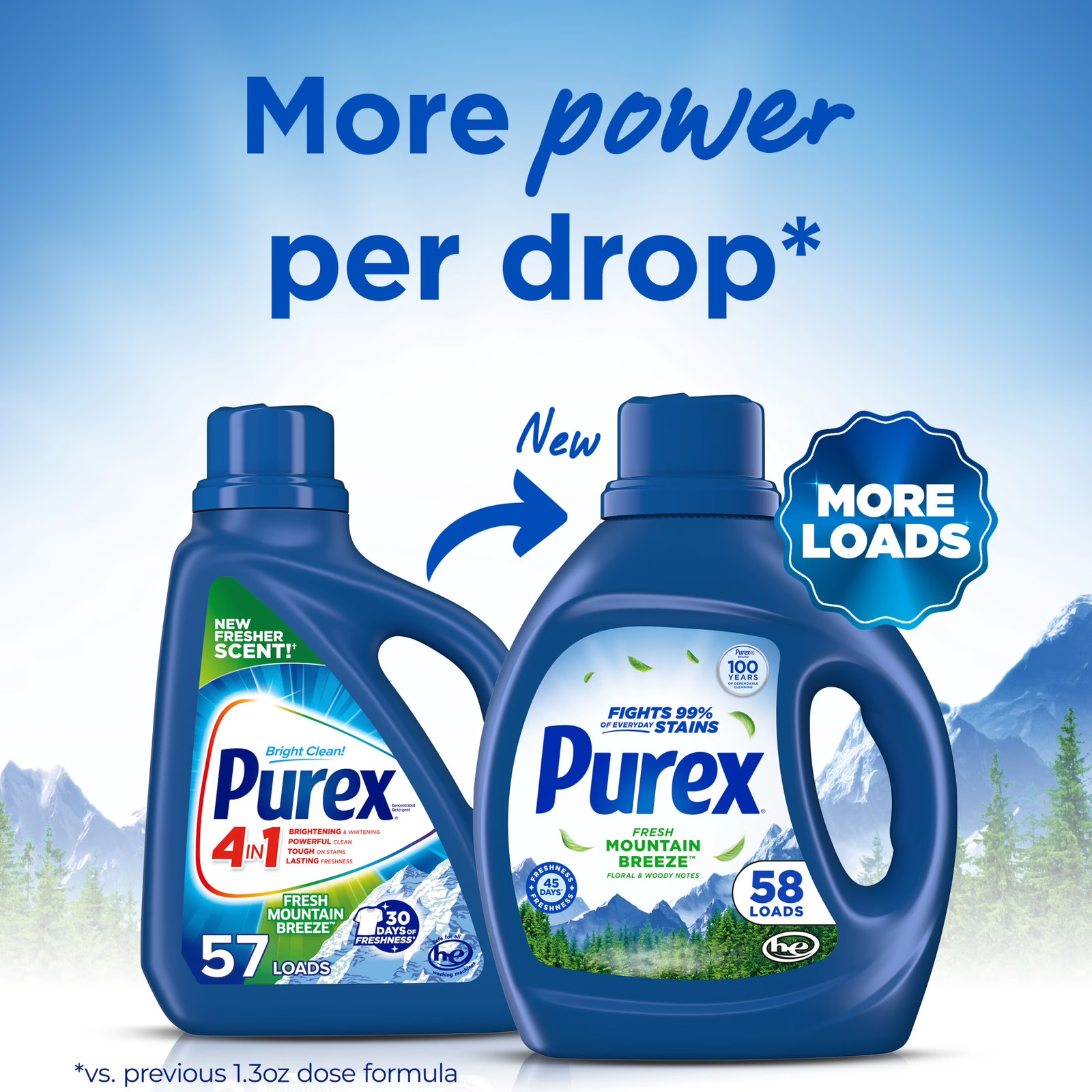 Fresh Mountain Breeze Liquid Detergent, 66 fl oz, 58 loads