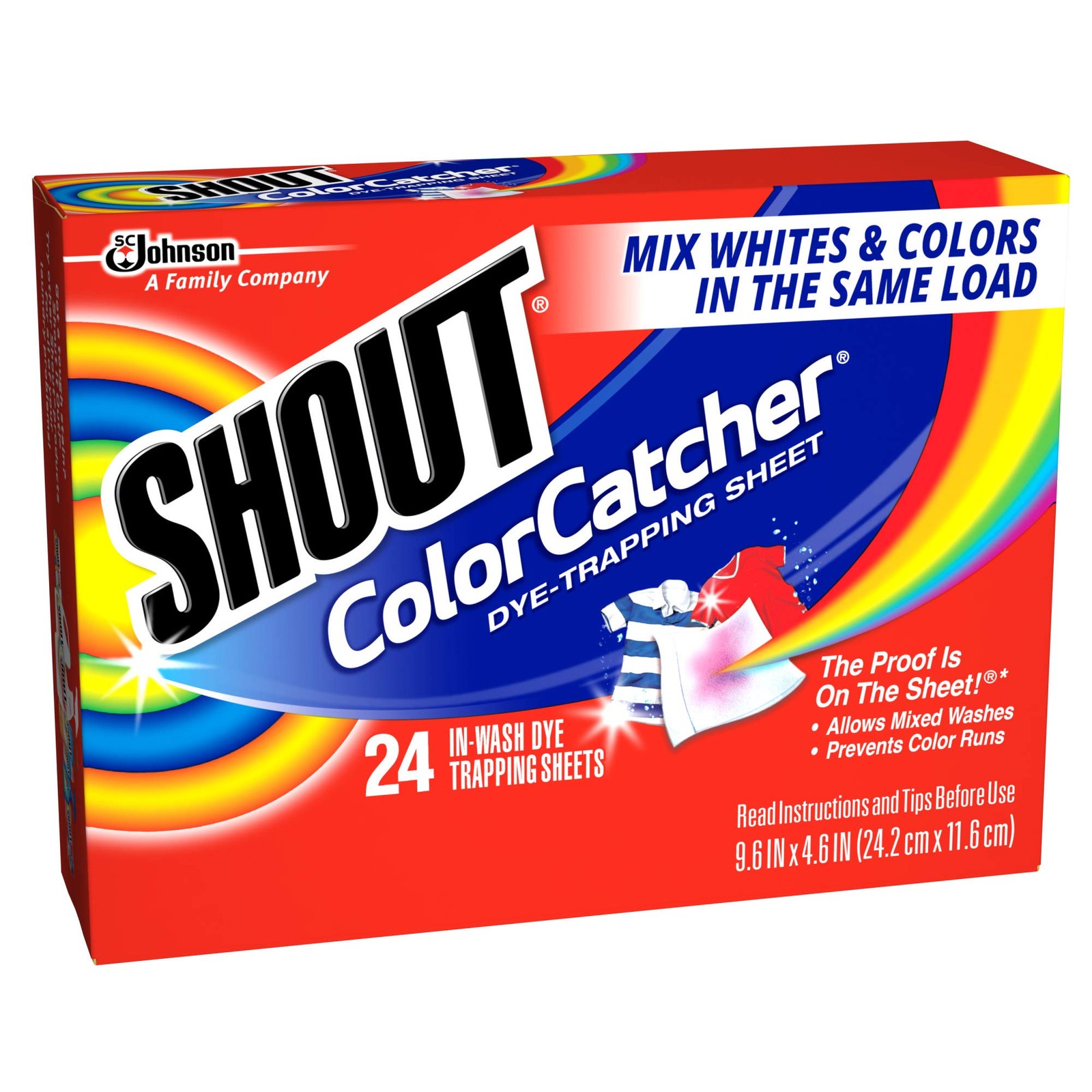Shout Color Catcher Sheets for Laundry, Allow Mixed 24 Count (Pack of 2), Red
