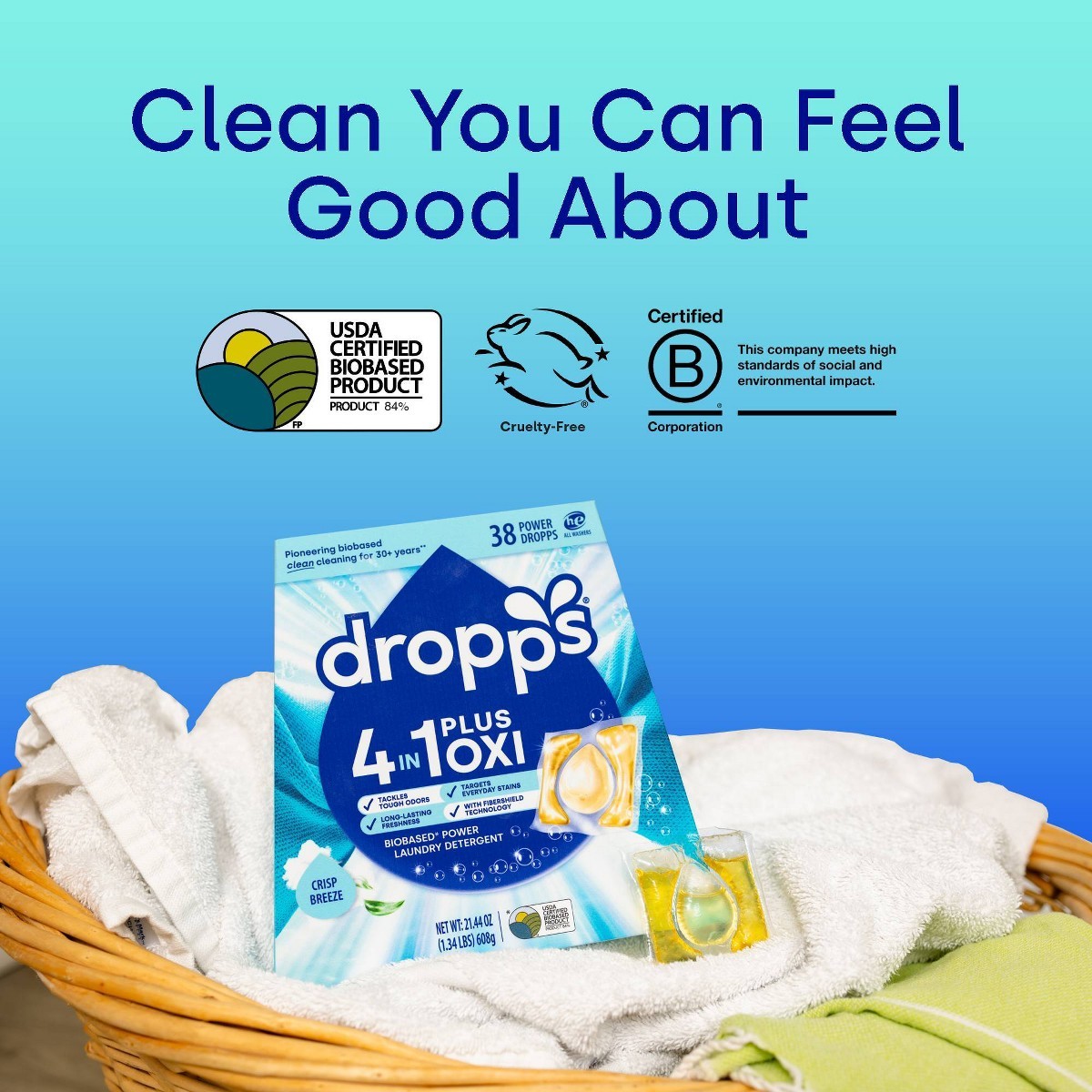 Crisp Breeze 4-in-1 Plus Oxi Laundry Pods, HE, 38 Pacs, Deep Clean-Fast delivery