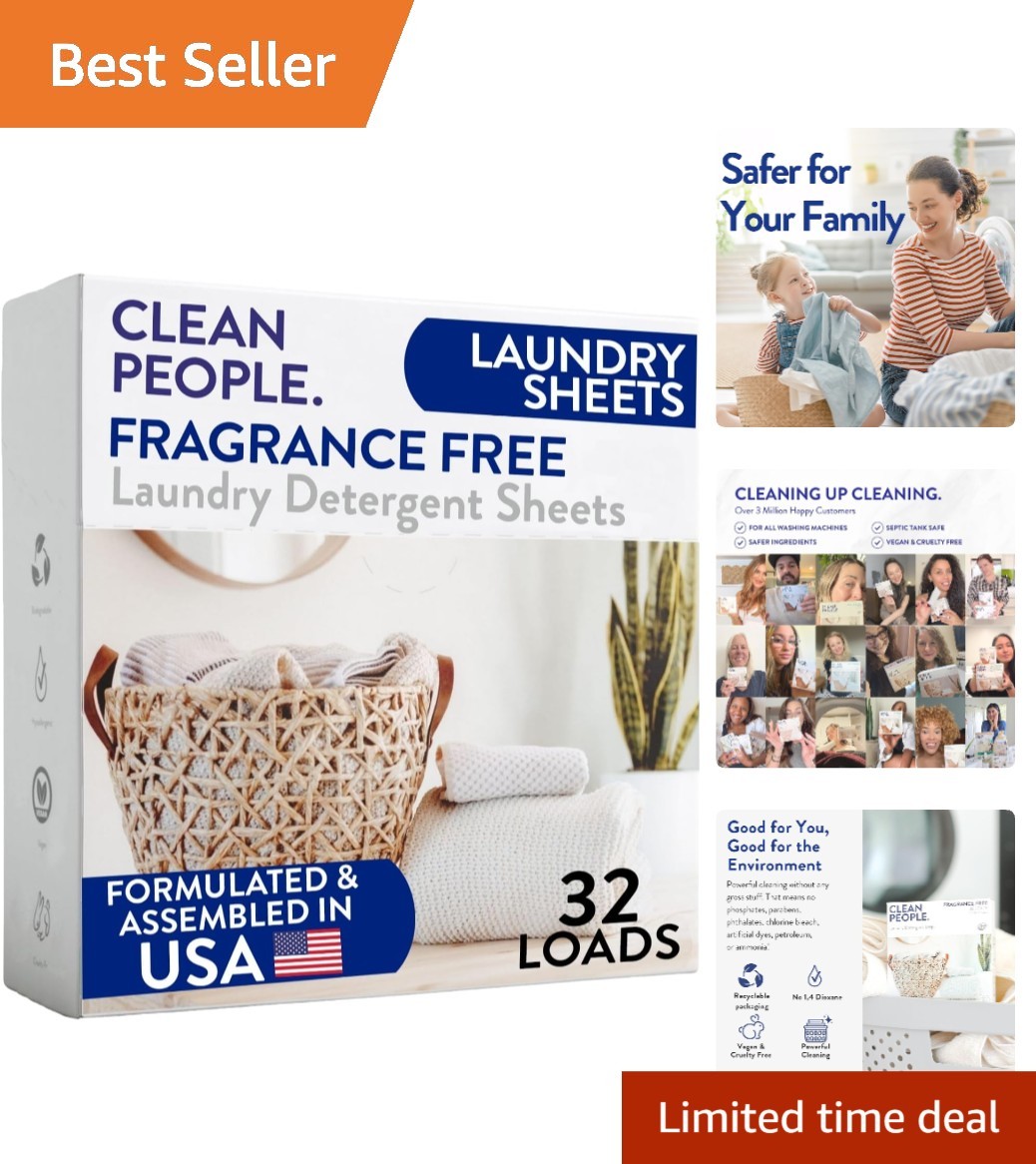 Clean People Fragrance-Free Laundry Sheets – Hypoallergenic & Environmentally…